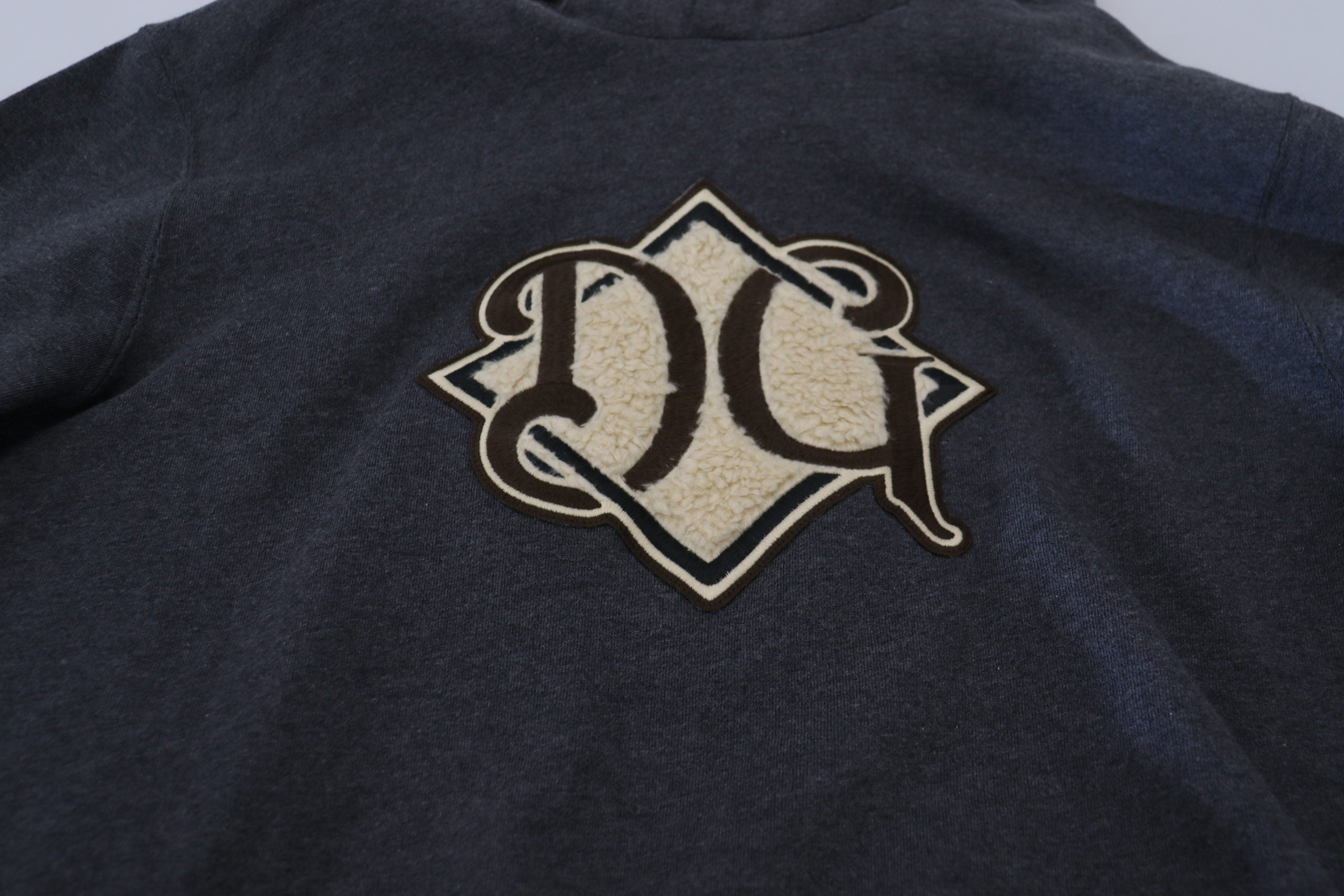 Dolce & Gabbana Graues Logo-Baumwoll-Kapuzenpullover