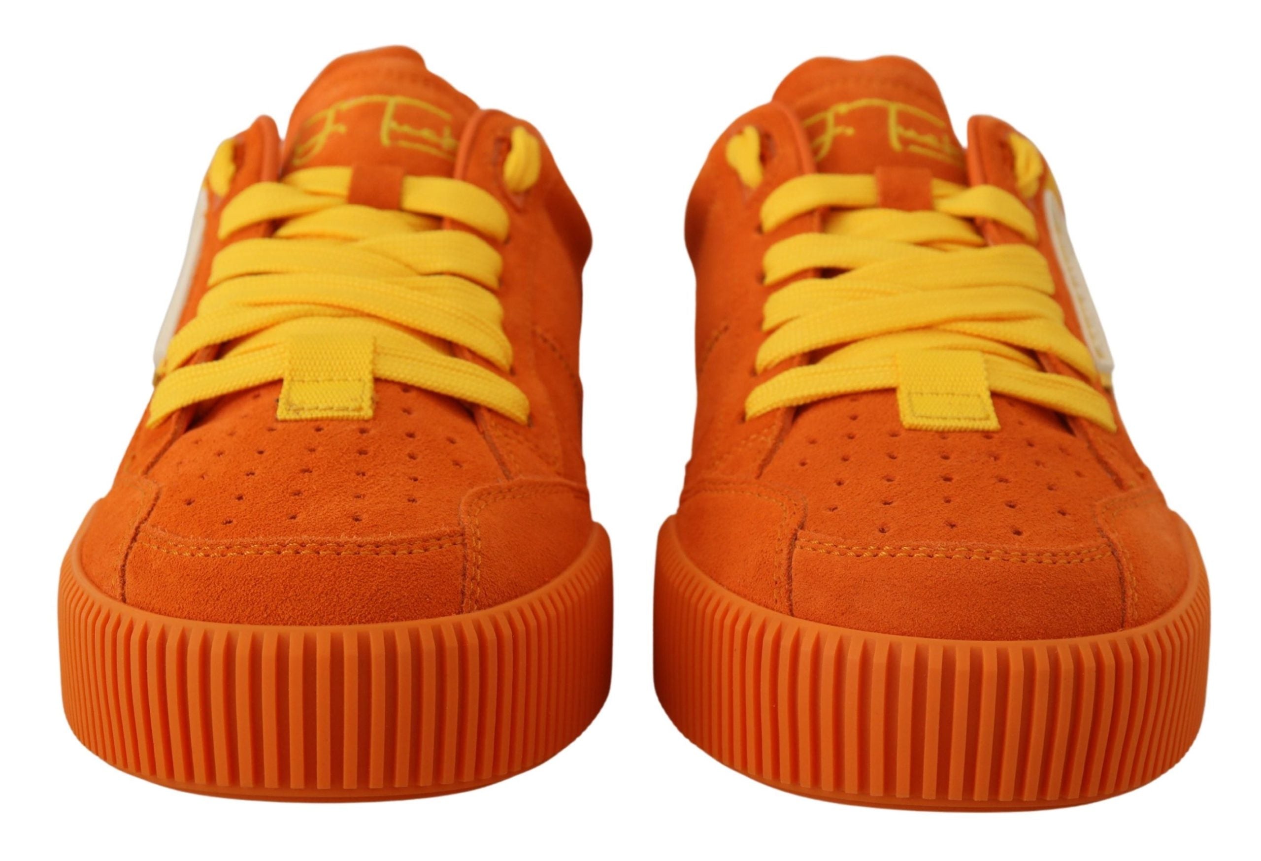 Dolce & Gabbana Orange Leder P.j. Tucker Turnschuhe Schuhe