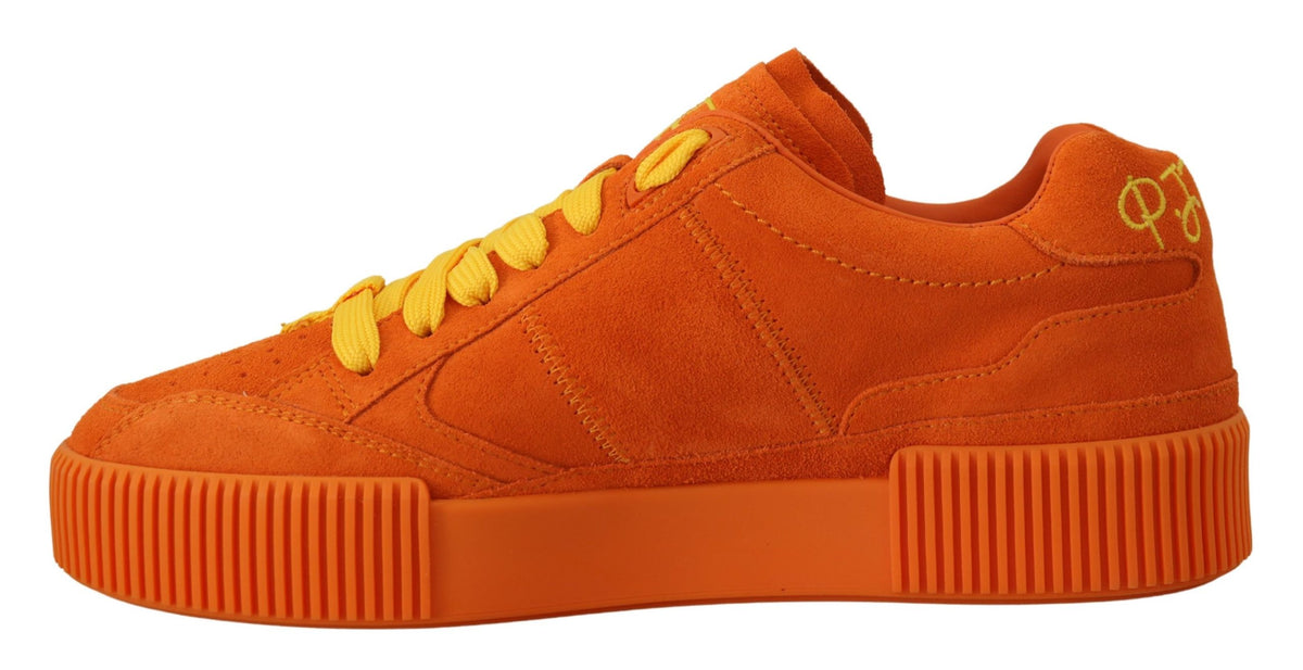 Dolce & Gabbana Orange Leder P.j. Tucker Turnschuhe Schuhe
