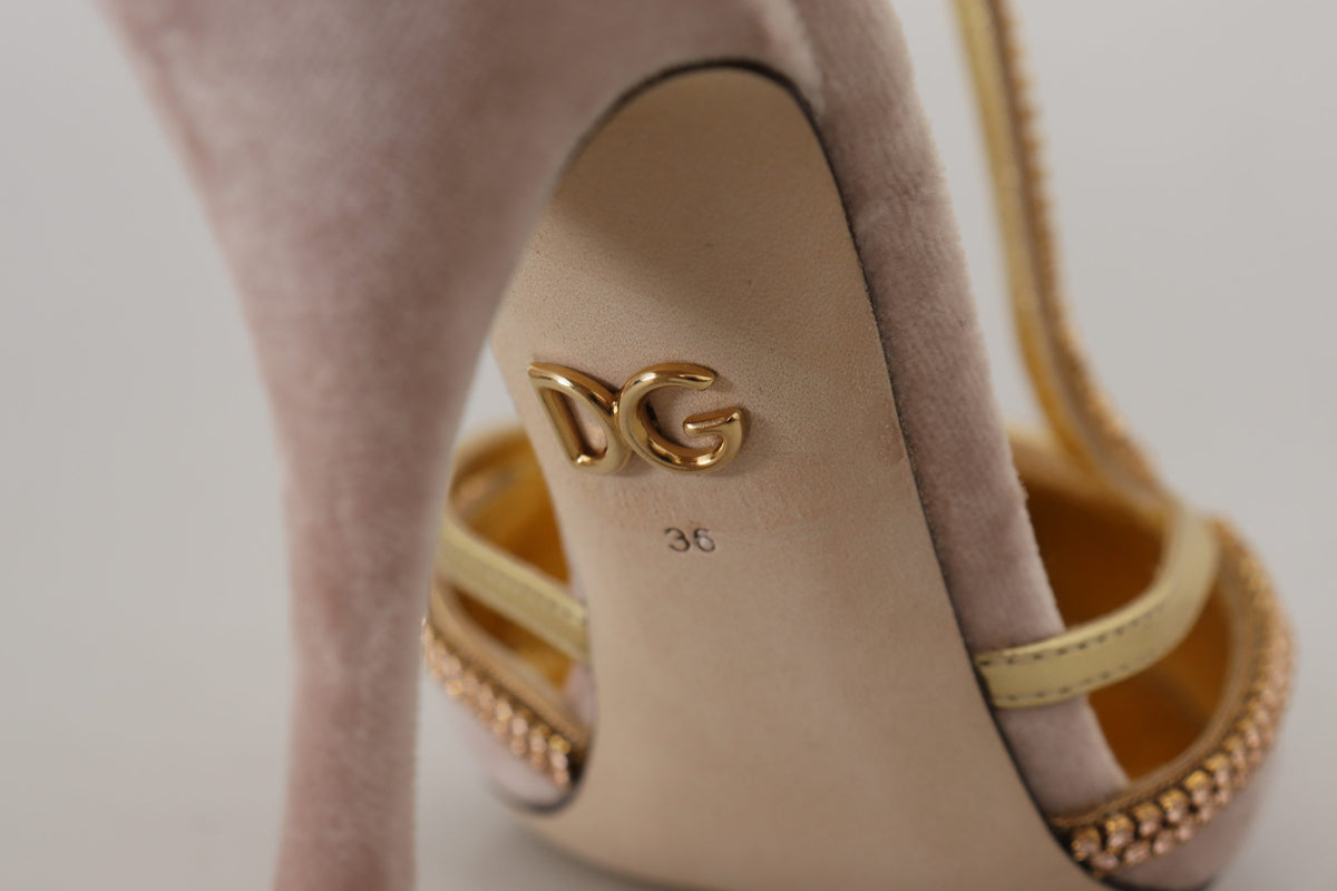 Dolce & Gabbana Rosa Kristall T-strap Heels Pumps Schuhe