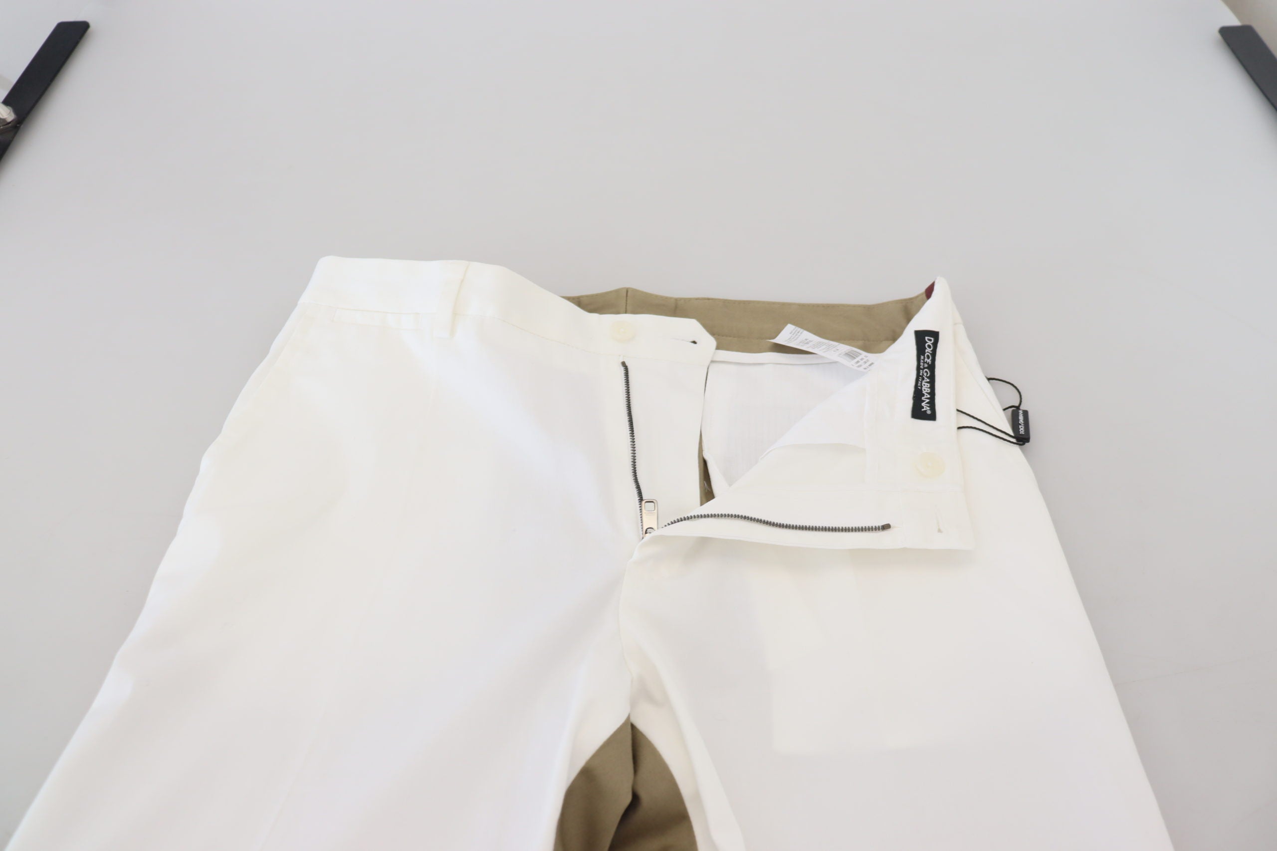 Dolce & Gabbana Weiß-Braun Slim Fit Chino-Hose