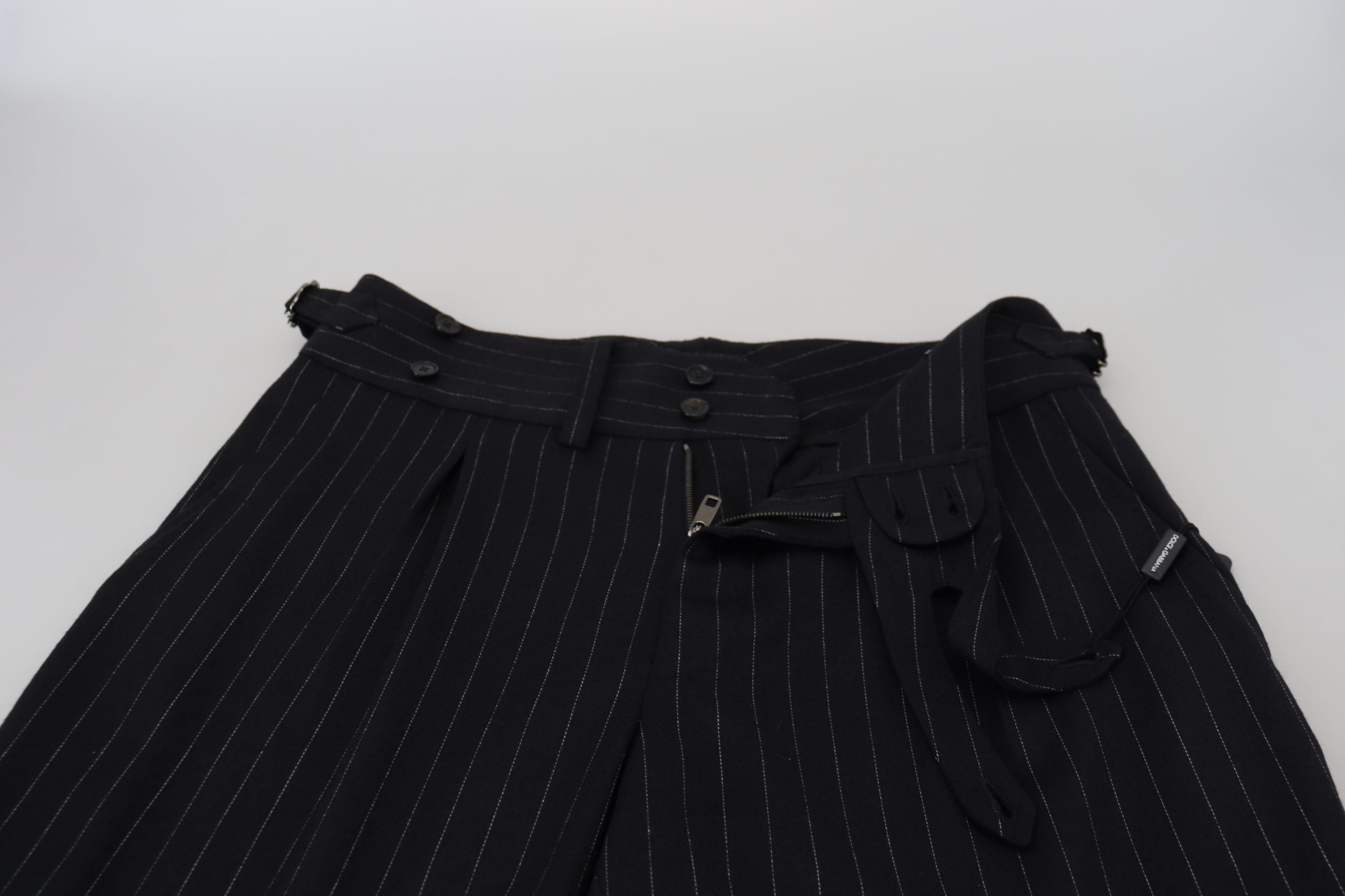 Dolce & Gabbana Gestreifte Chino-Hose aus schwarzer Wolle