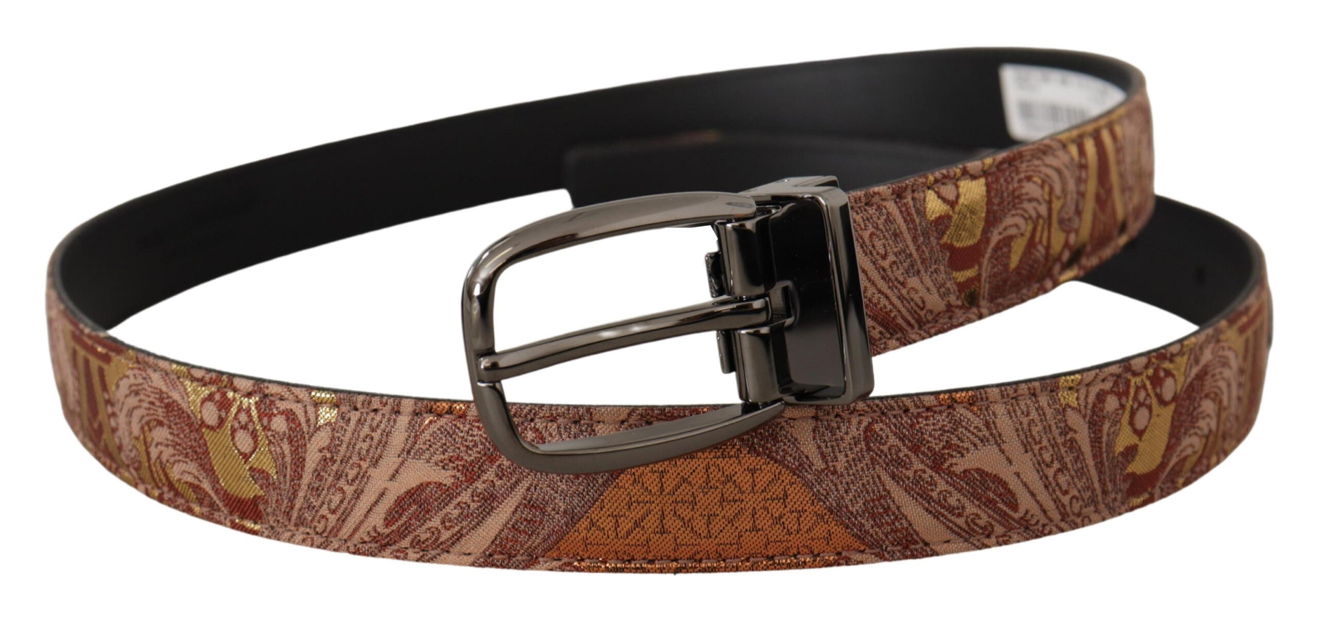 Dolce & Gabbana Multicolor geprägter Ledergürtel mit schwarzer Metallschnalle