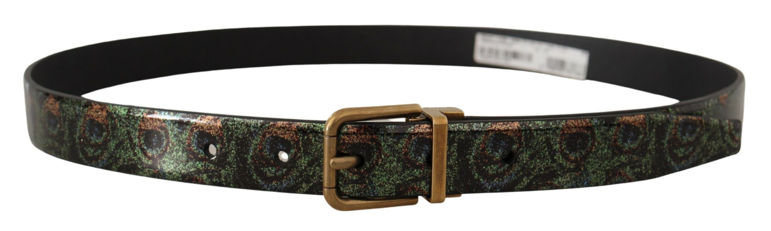 Dolce & Gabbana Multicolor Leder Vernice Pavone Bronze Metallgürtel