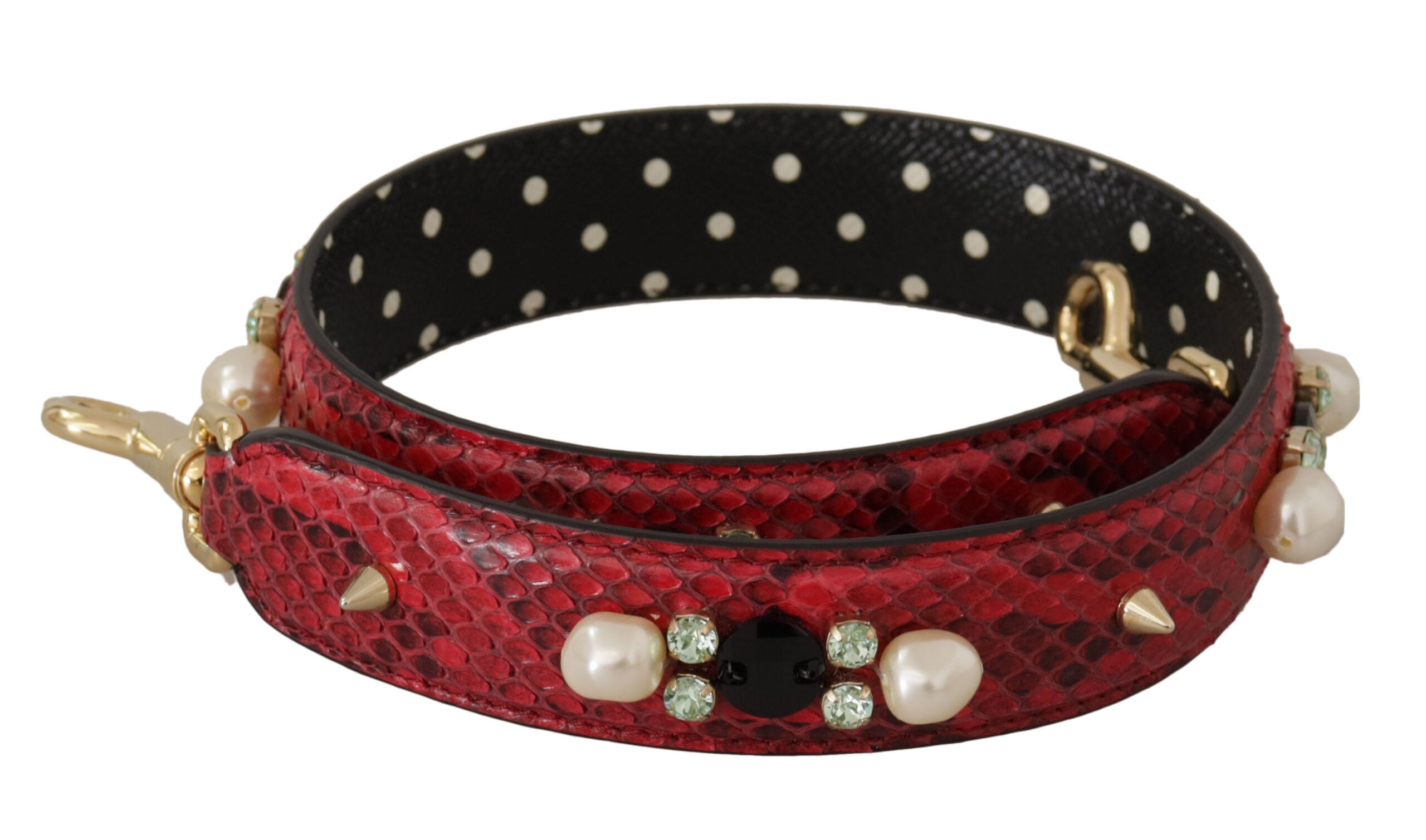 Dolce & Gabbana Rote exotische Ledertasche mit Kristallen Schulterriemen