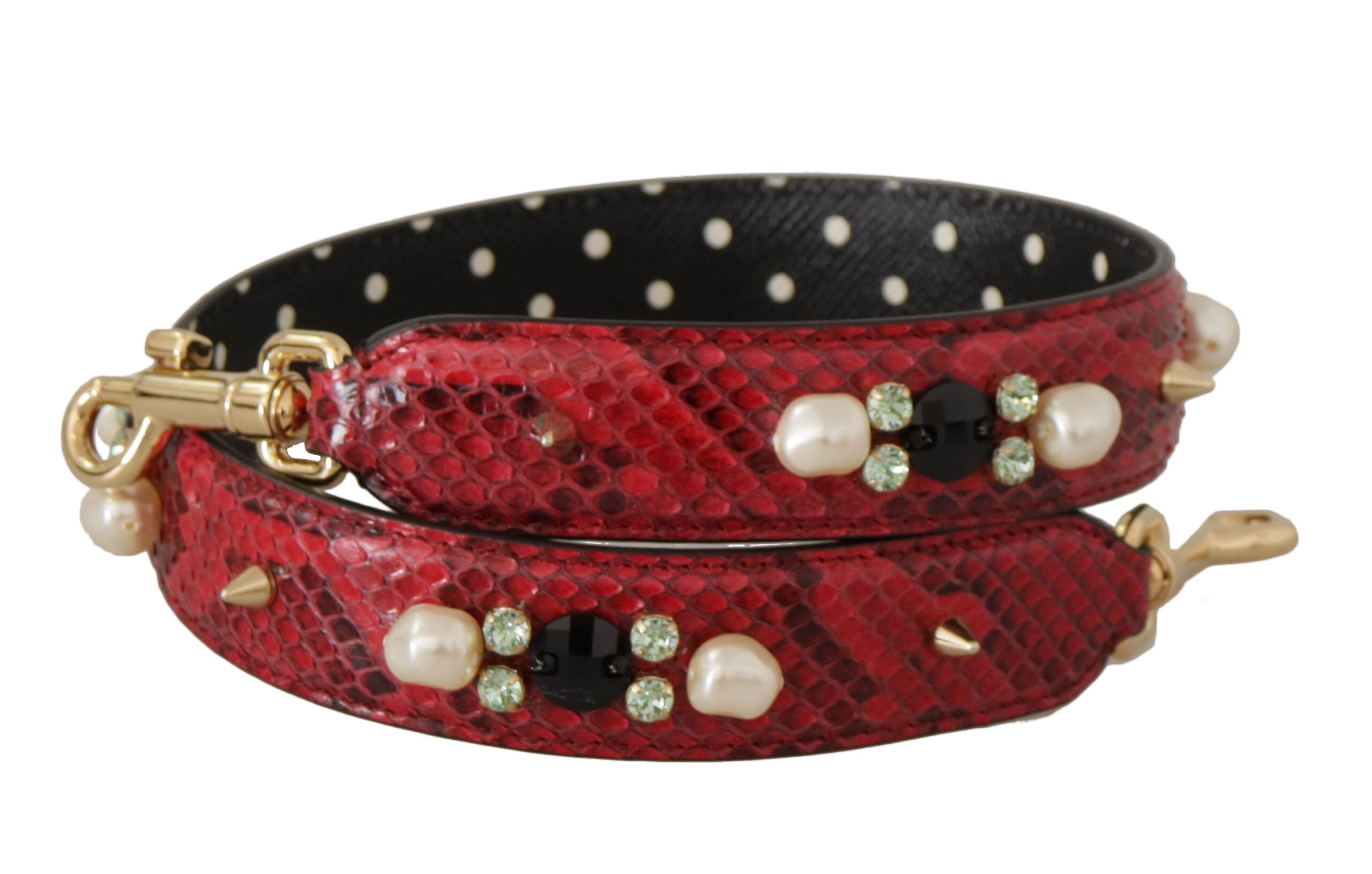 Dolce & Gabbana Rote exotische Ledertasche mit Kristallen Schulterriemen