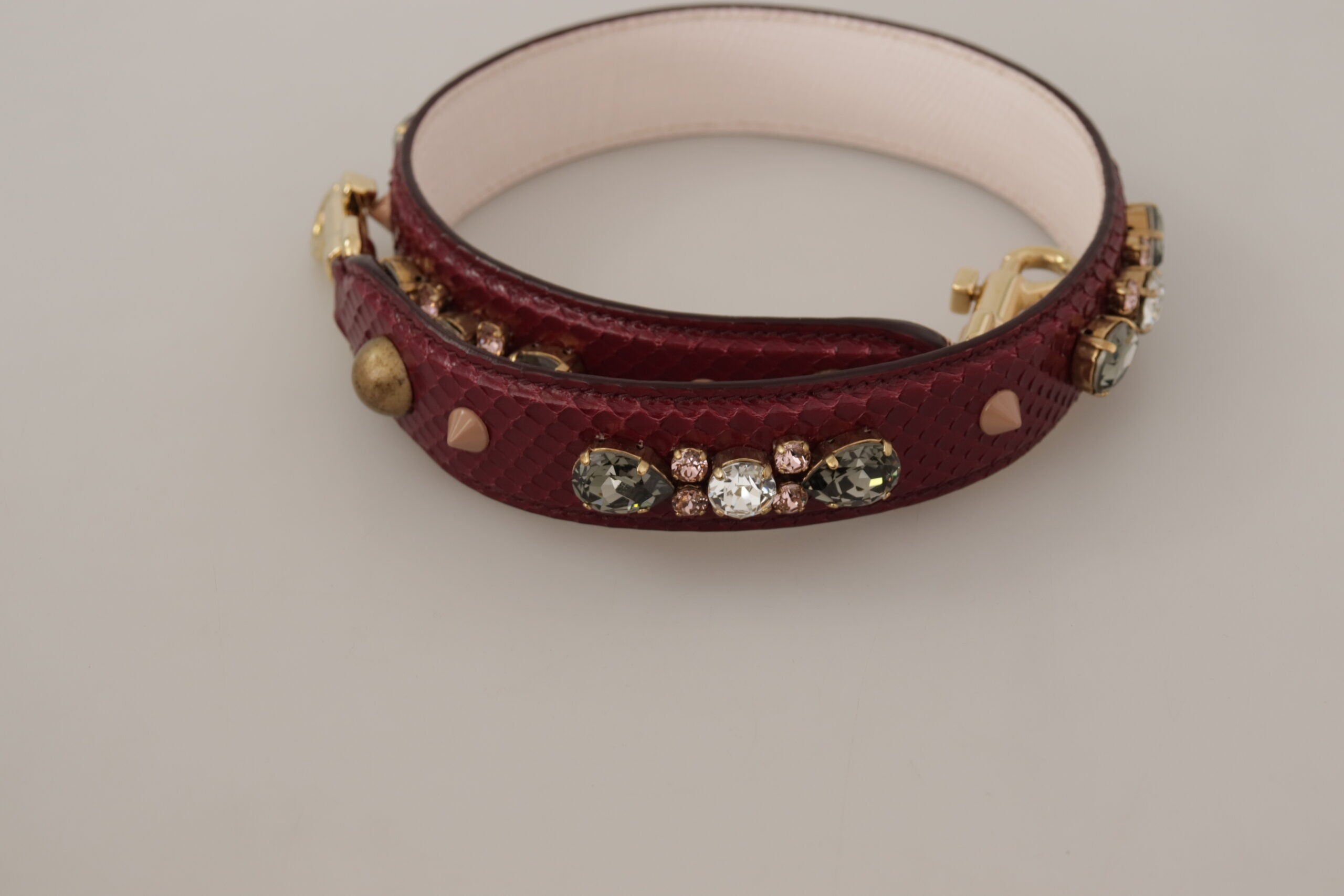 Dolce & Gabbana Bordeaux Leder Crystals Tasche Schulterriemen