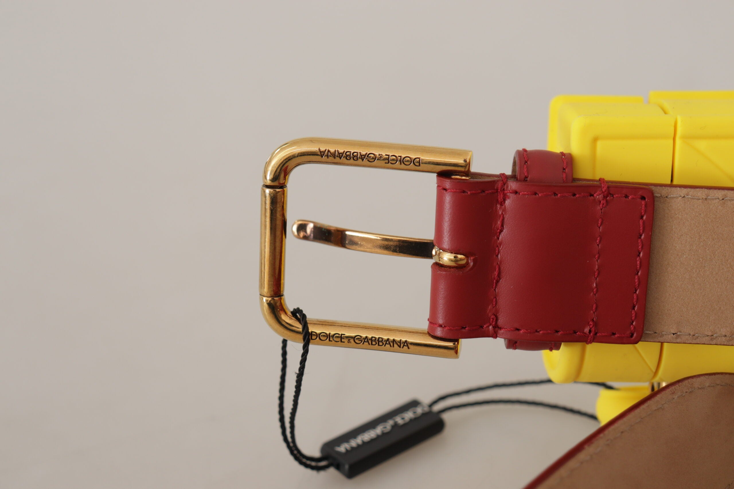 Dolce & Gabbana Rotes Leder Gelb DEVOTION Herz Tasche Schnalle Gürtel