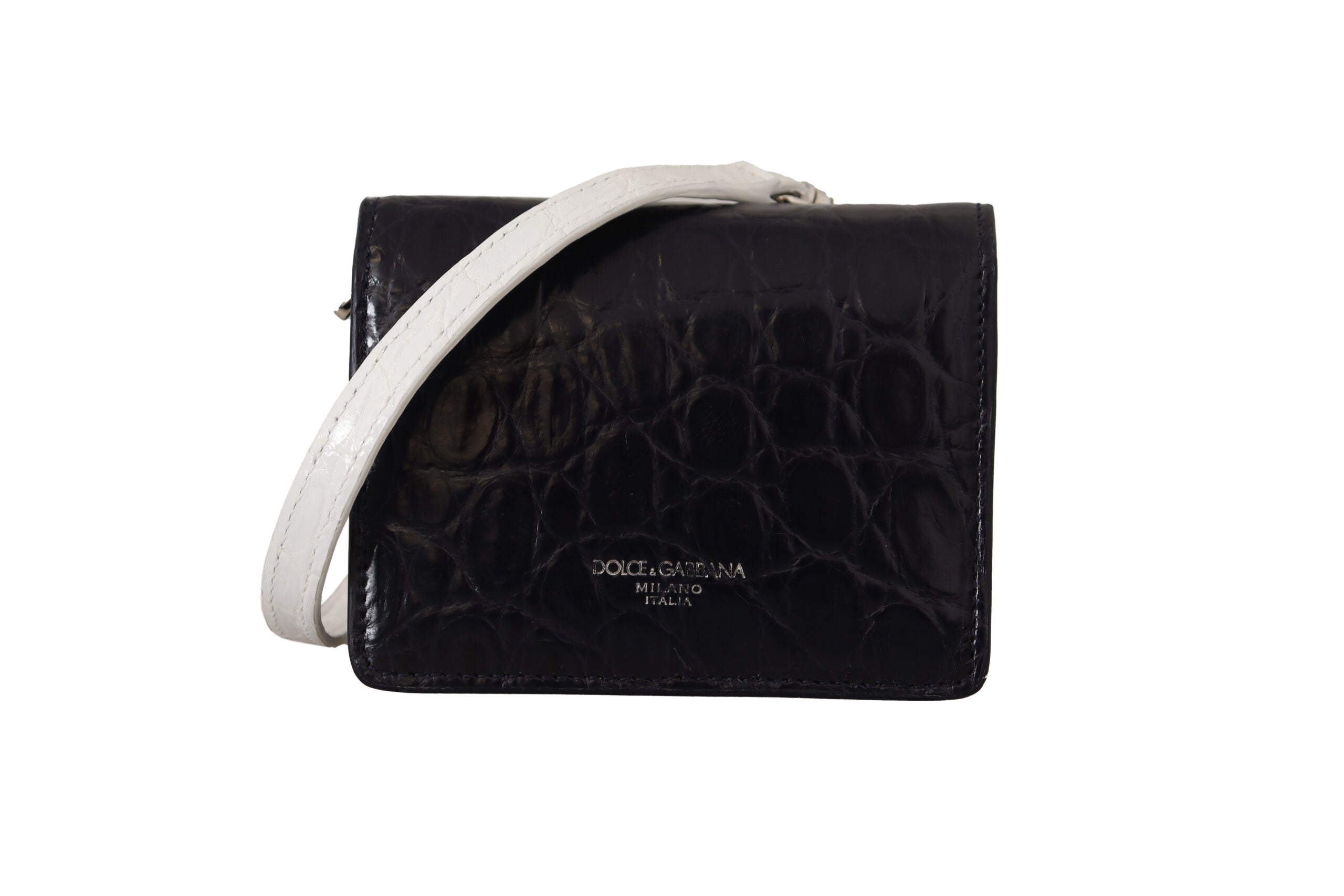 Dolce & Gabbana Blau Weiß Kaiman Lederband Kartenhalter Brieftasche