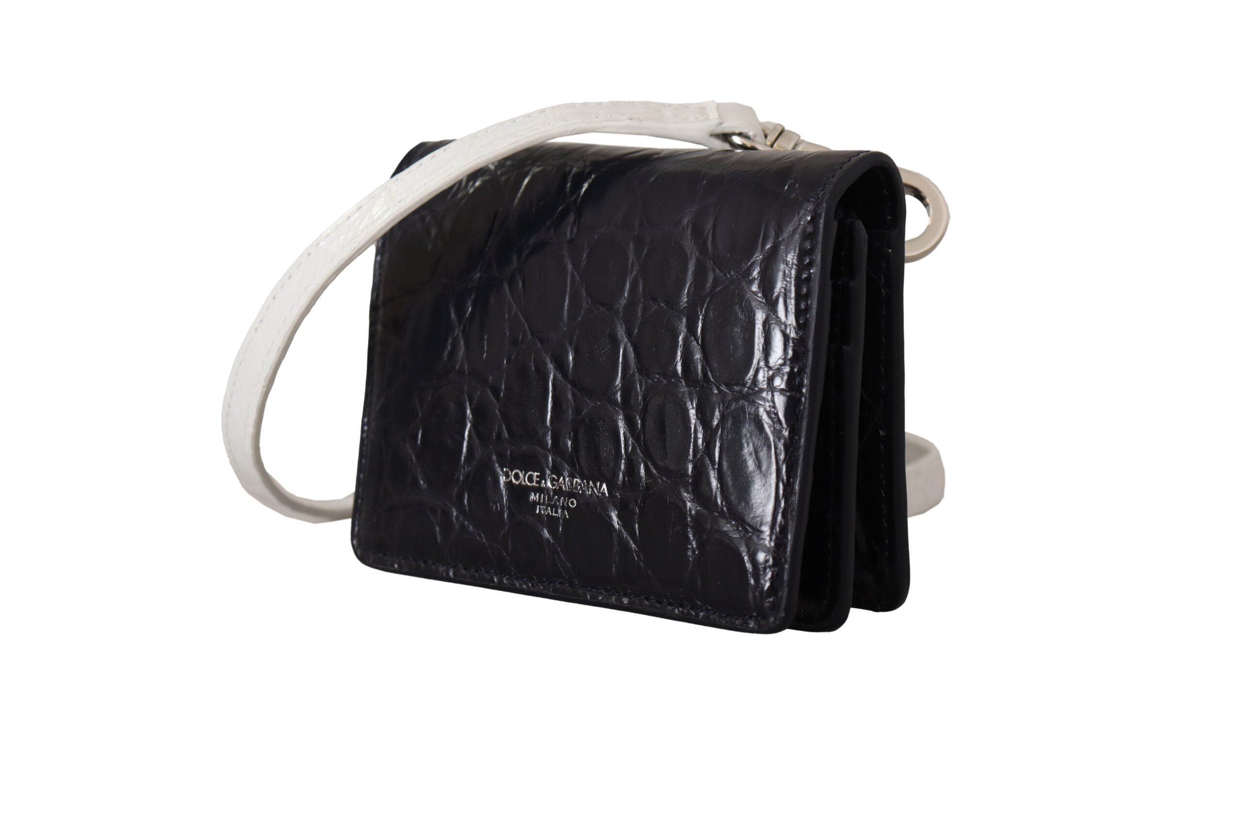 Dolce & Gabbana Blau Weiß Kaiman Lederband Kartenhalter Brieftasche