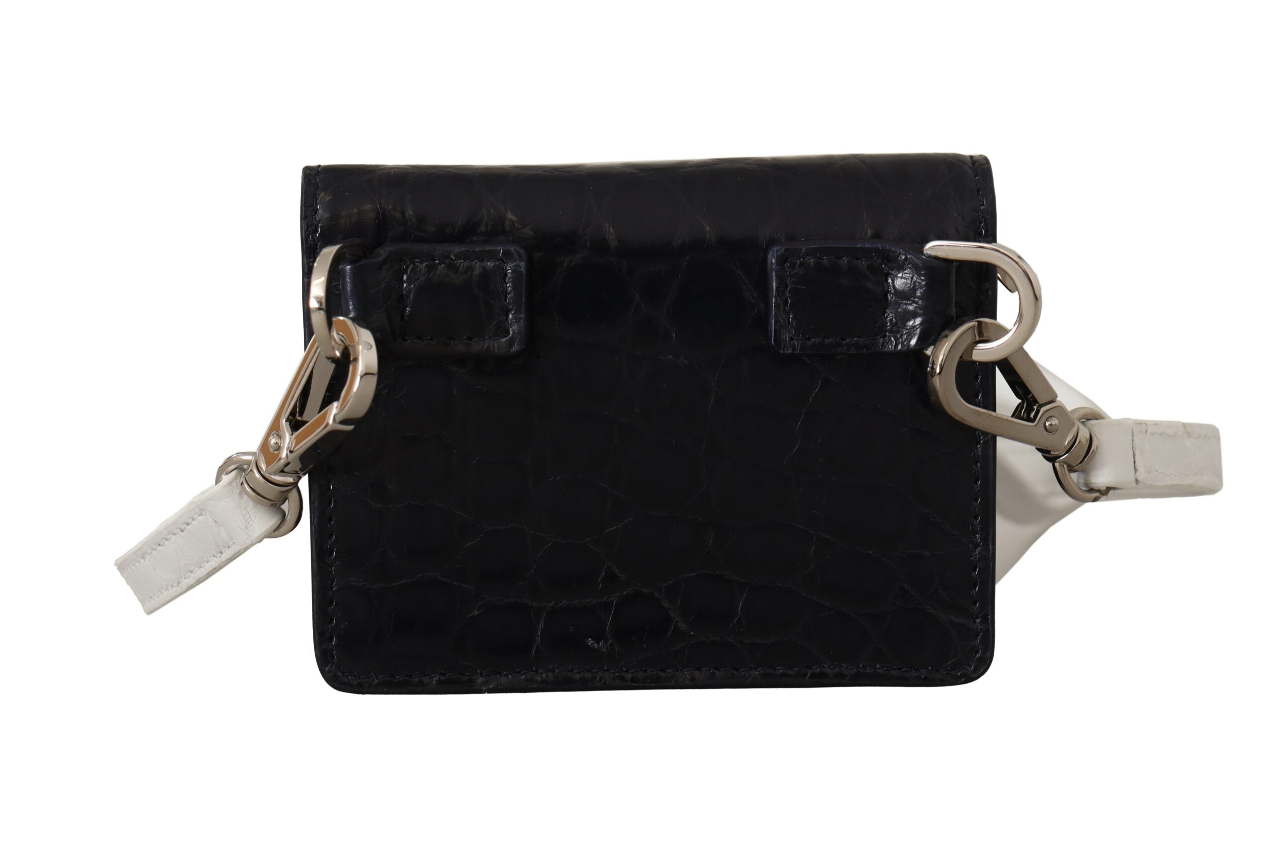 Dolce & Gabbana Blau Weiß Kaiman Lederband Kartenhalter Brieftasche