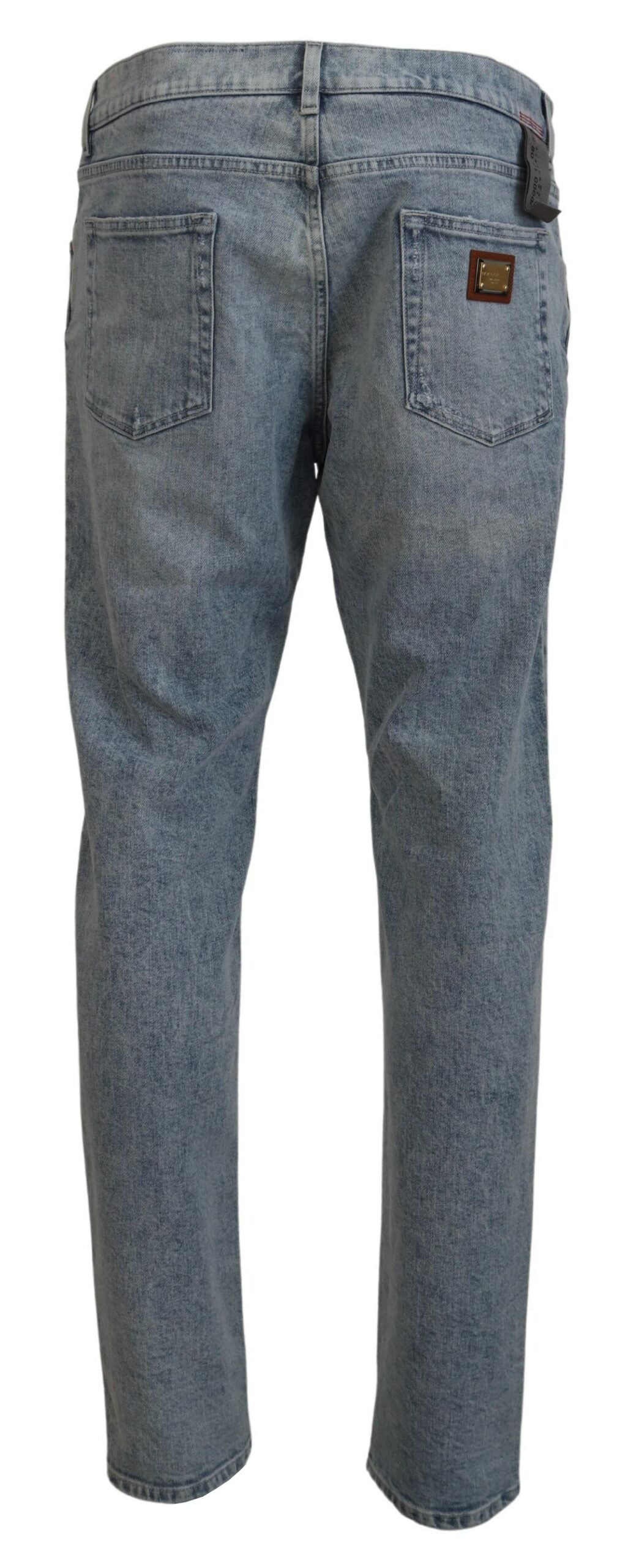 Dolce & Gabbana Blaue Waschung Slim Fit Denim Jeans aus Baumwolle