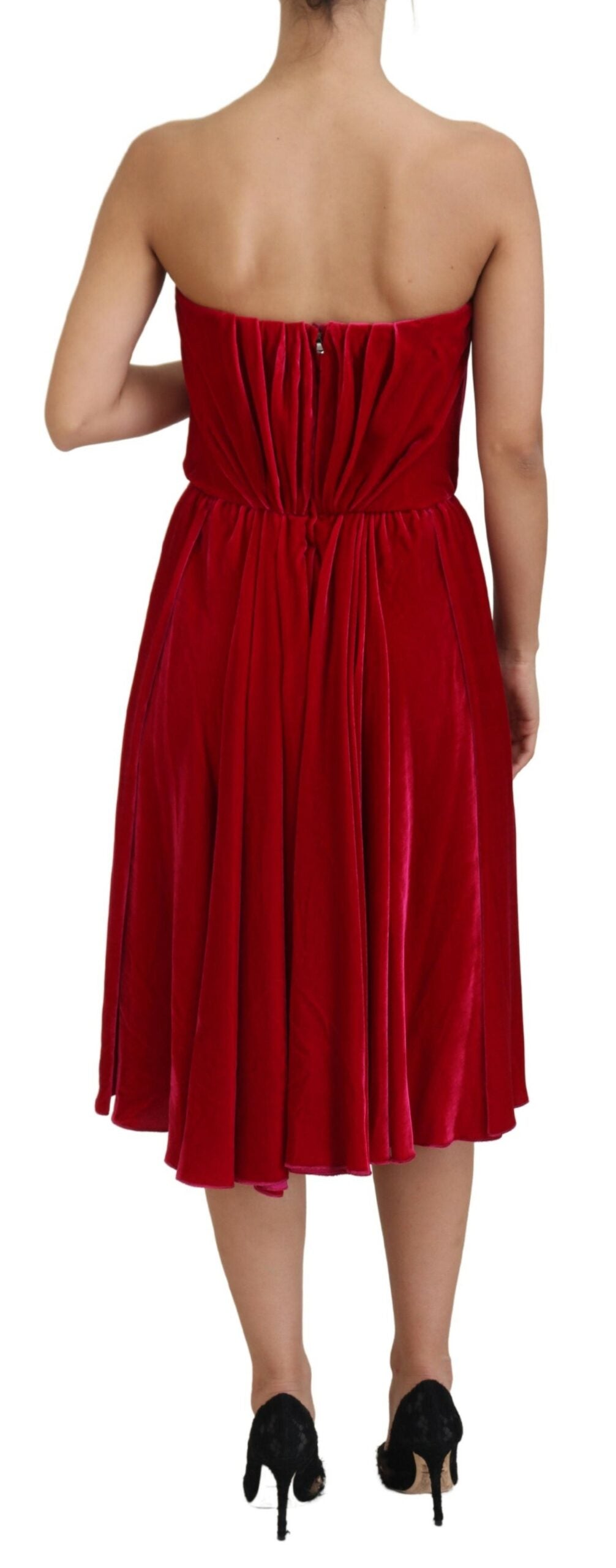 Dolce & Gabbana Rosa Viskose Stretch Trägerloses Kleid in A-Linie