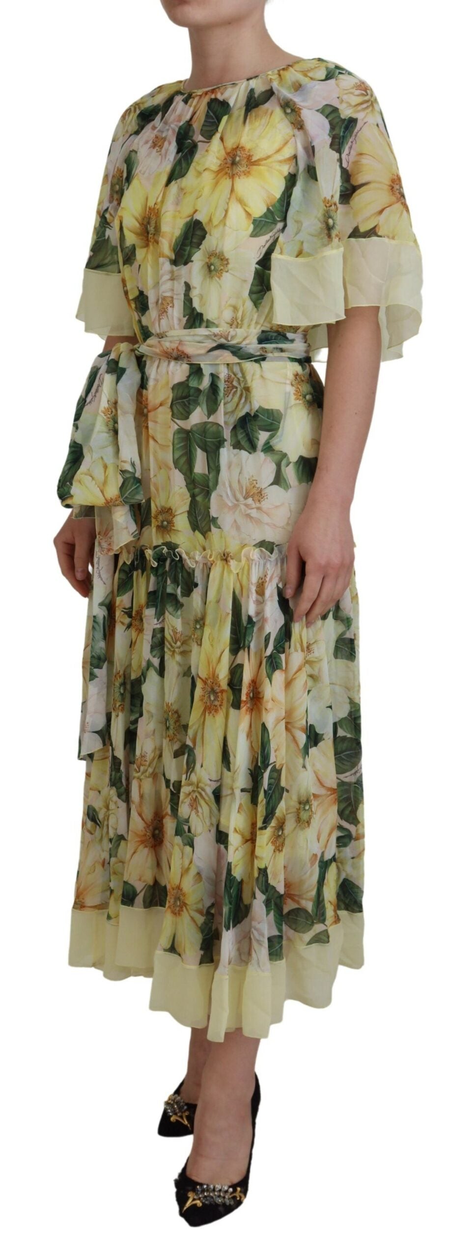 Dolce & Gabbana Langes Maxikleid mit Blumendruck aus Seide in mehreren Farben