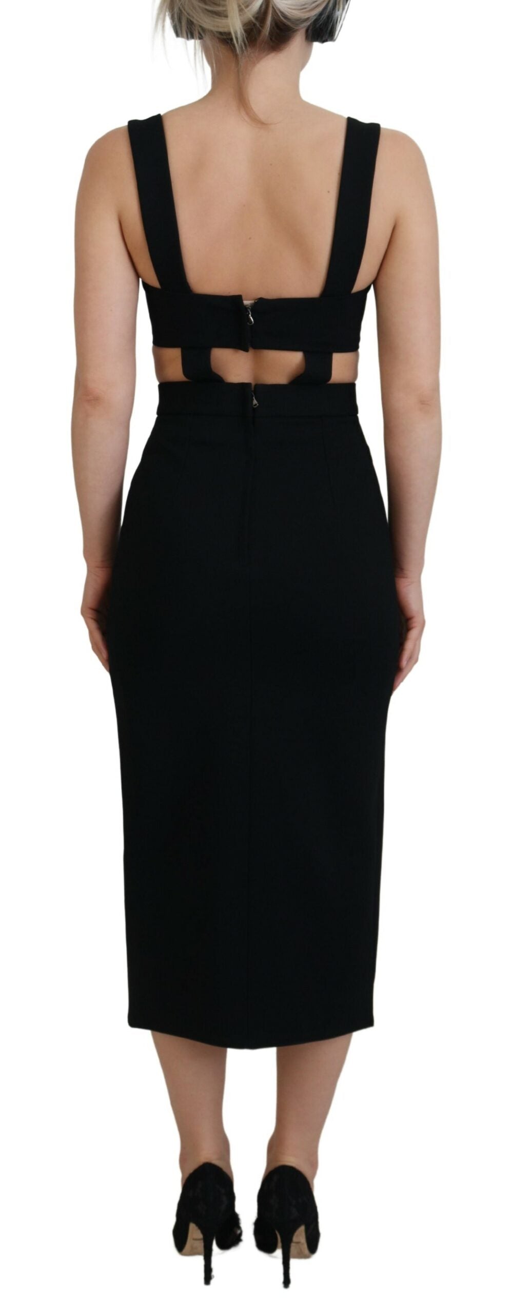 Dolce & Gabbana Schwarzes Bodycon-Etui-Midikleid aus Viskose
