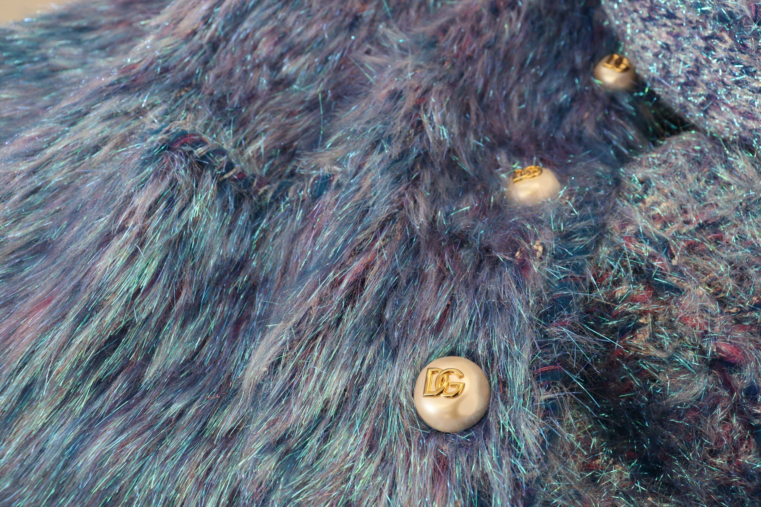 Dolce & Gabbana Multicolor Polyester Fransen Mantel Jacke