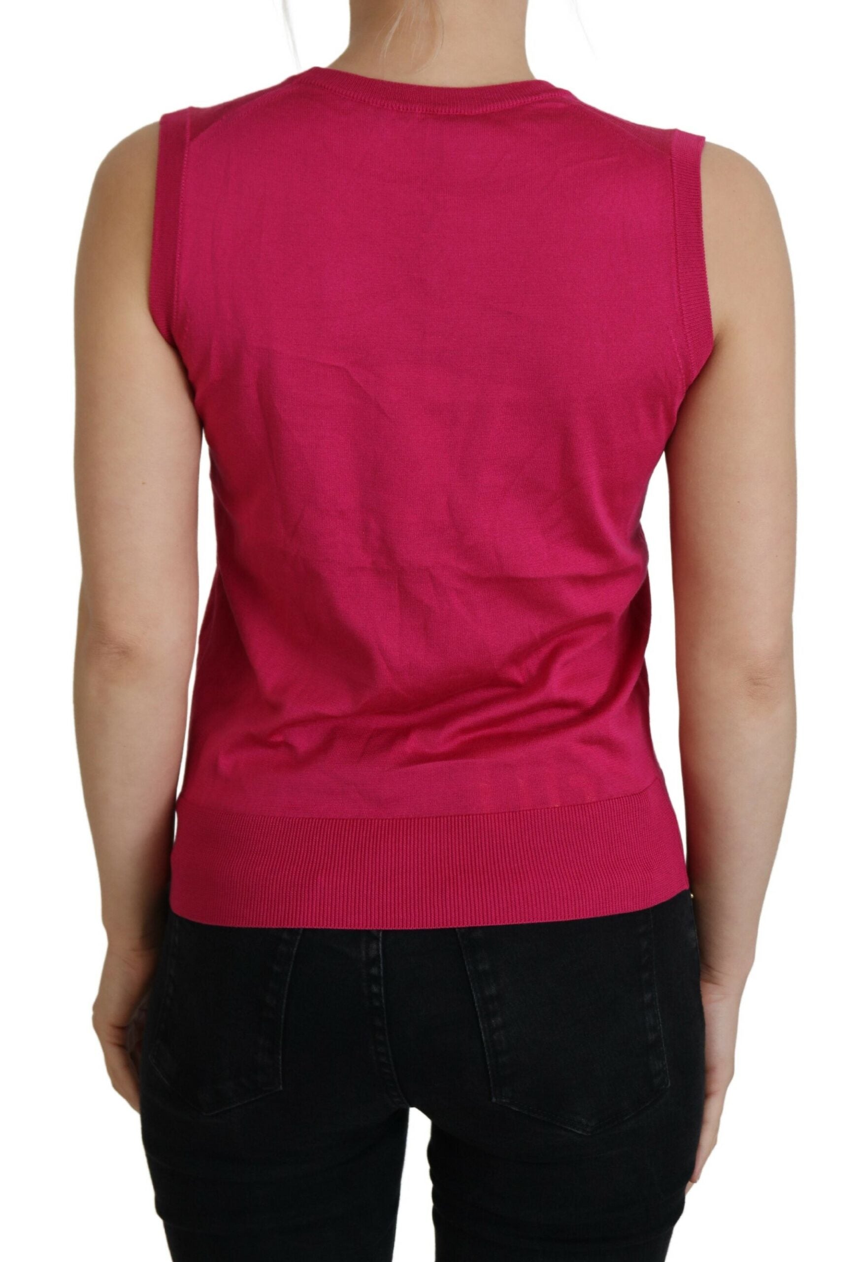 Dolce & Gabbana Rosa Seidenweste Pullover mit Rundhalsausschnitt Tank Top