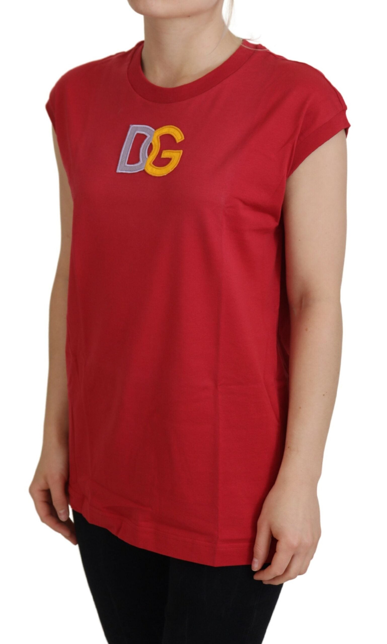 Dolce & Gabbana Rotes Baumwoll-DG-Logo-Tank-T-Shirt