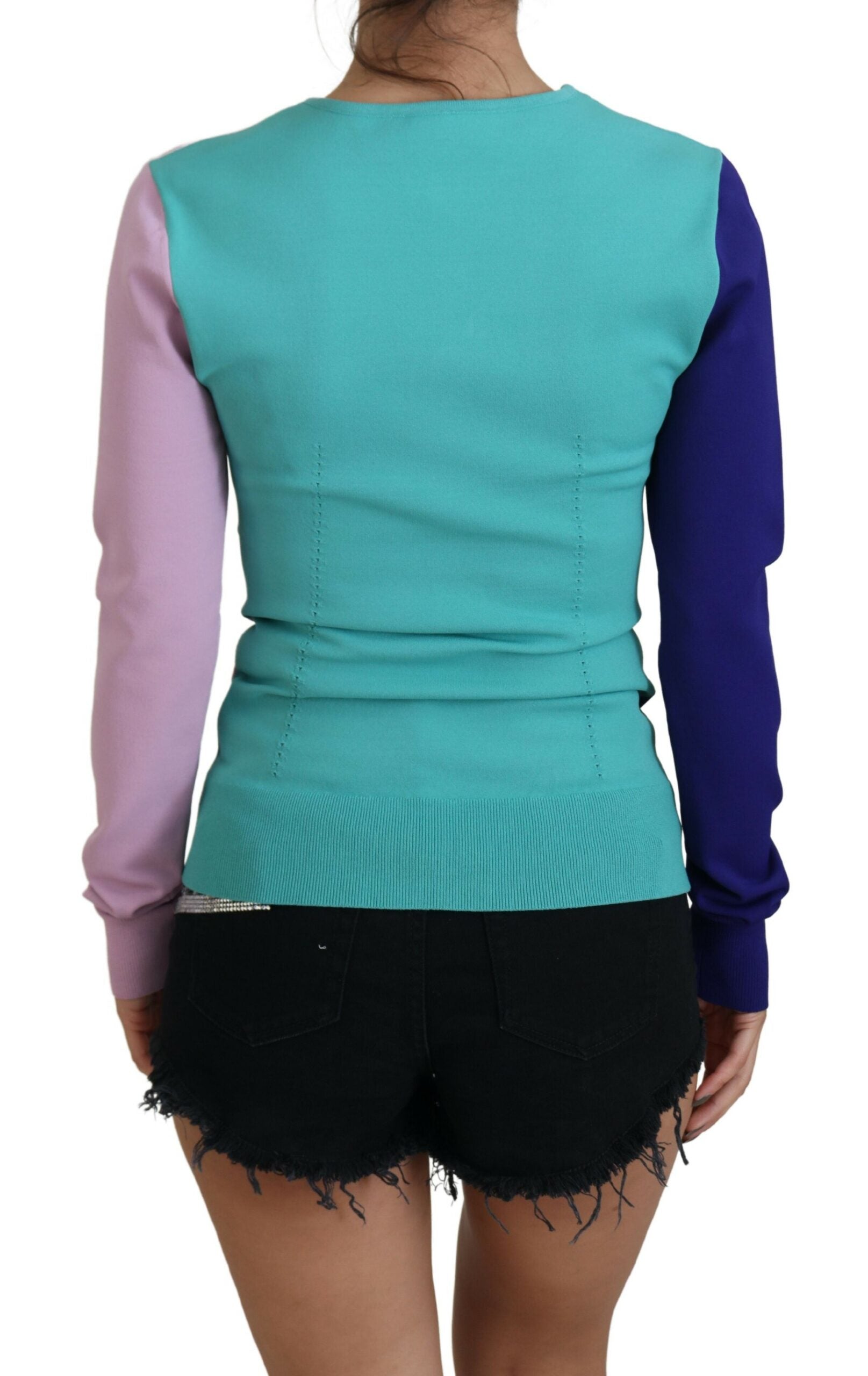 Dolce & Gabbana Multicolor Pullover mit V-Ausschnitt und langen Ärmeln aus Viskose