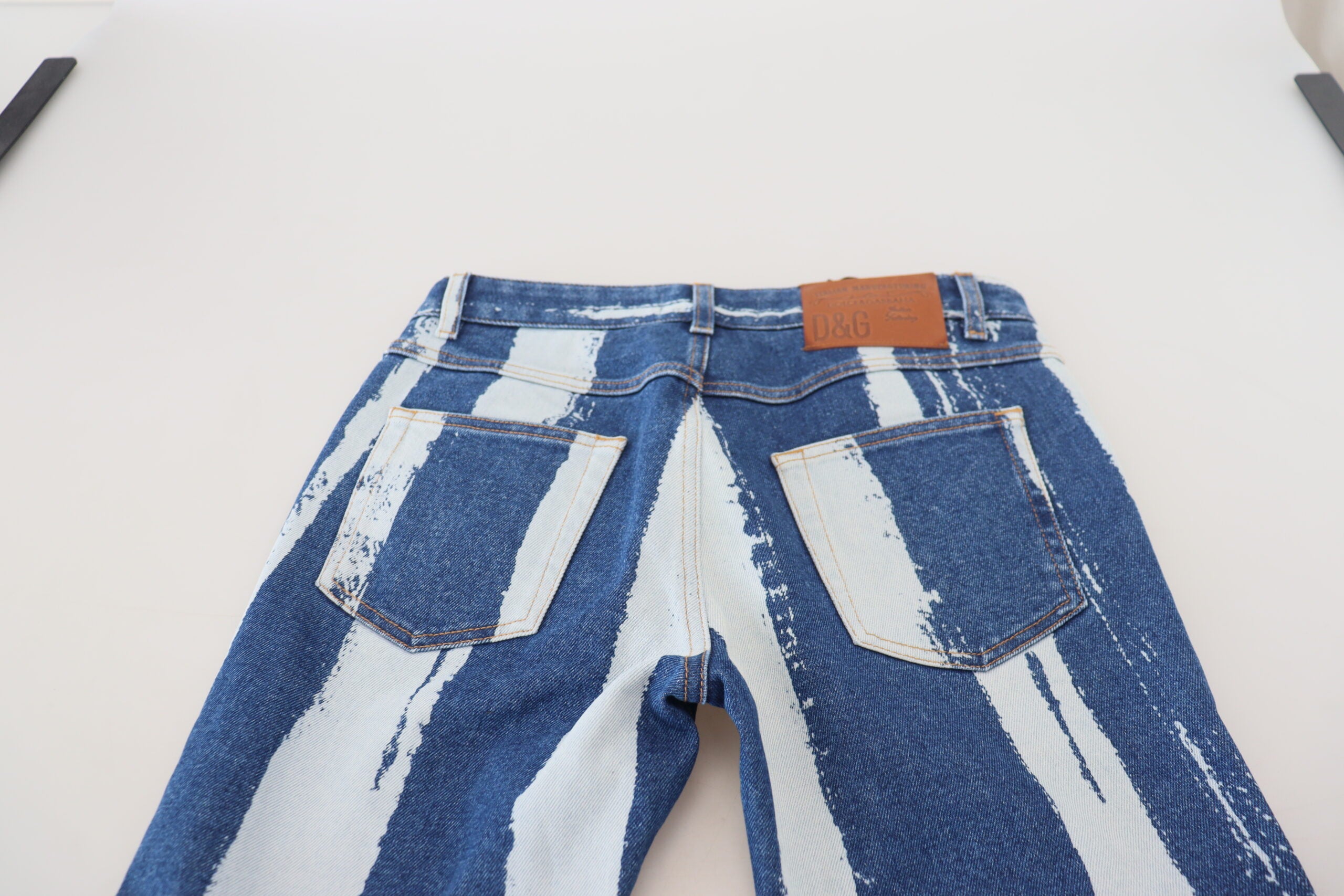 Dolce & Gabbana Kobaltblaue gestreifte Skinny Denim-Jeans aus Baumwolle