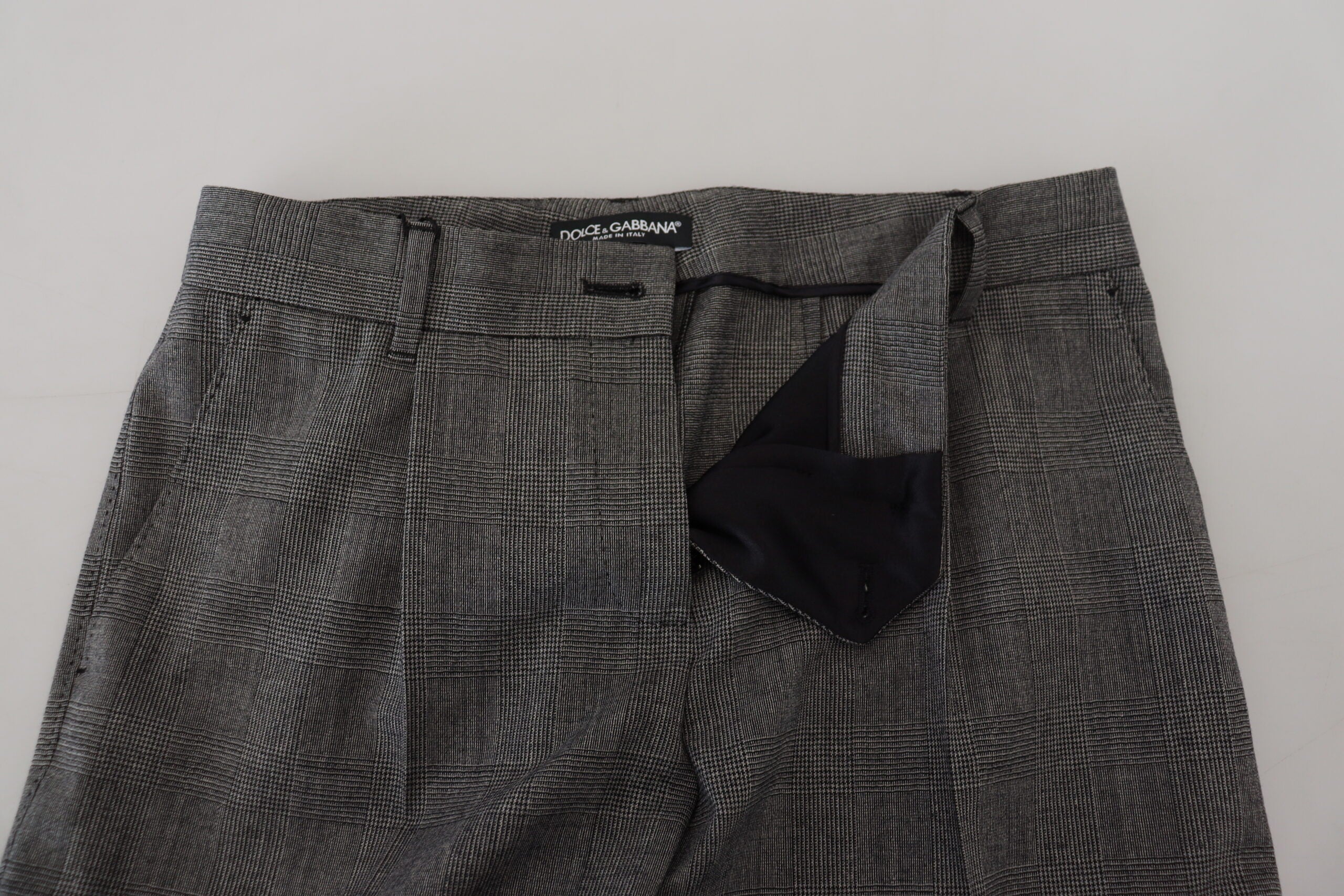 Dolce & Gabbana Graue Damen Wollhose mit hoher Taille