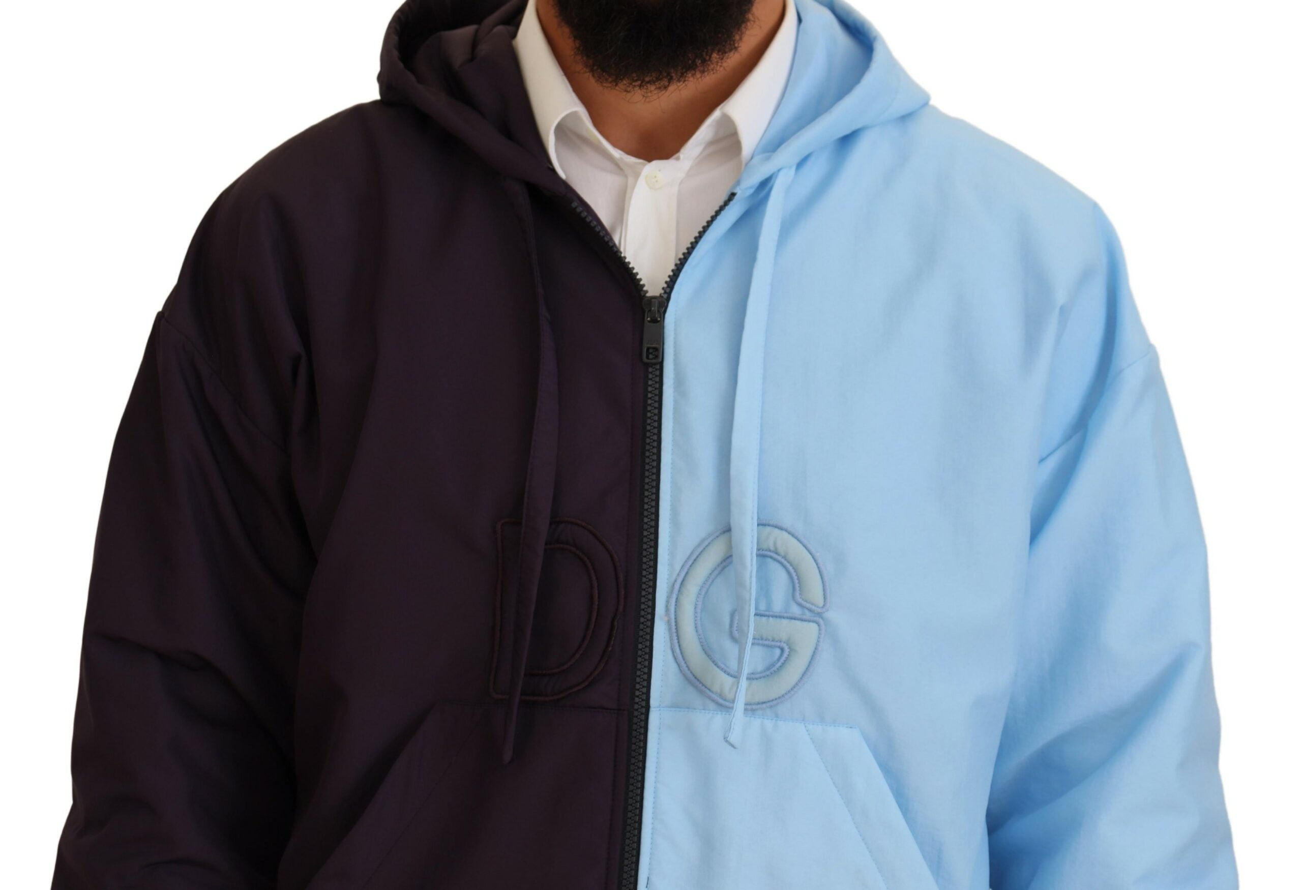 Dolce & Gabbana Schwarz Blau DG Hooded Full Zip Herren Jacke