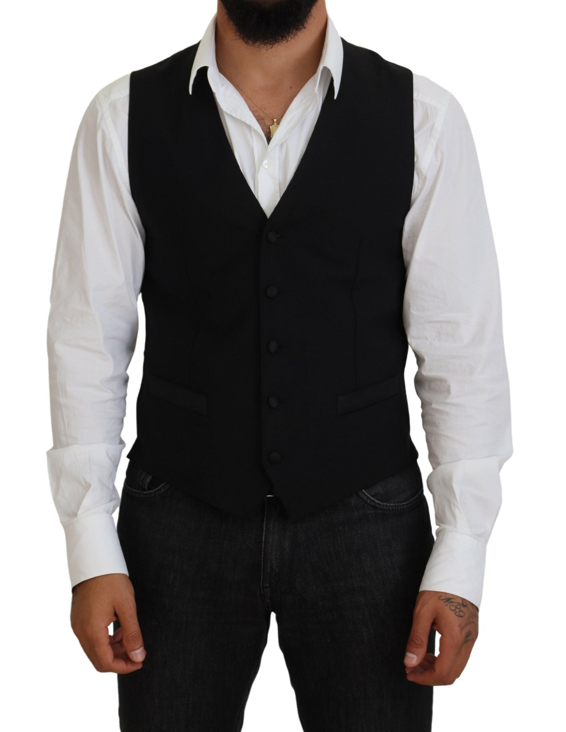 Dolce & Gabbana Schwarze Schurwollweste Formelle Weste
