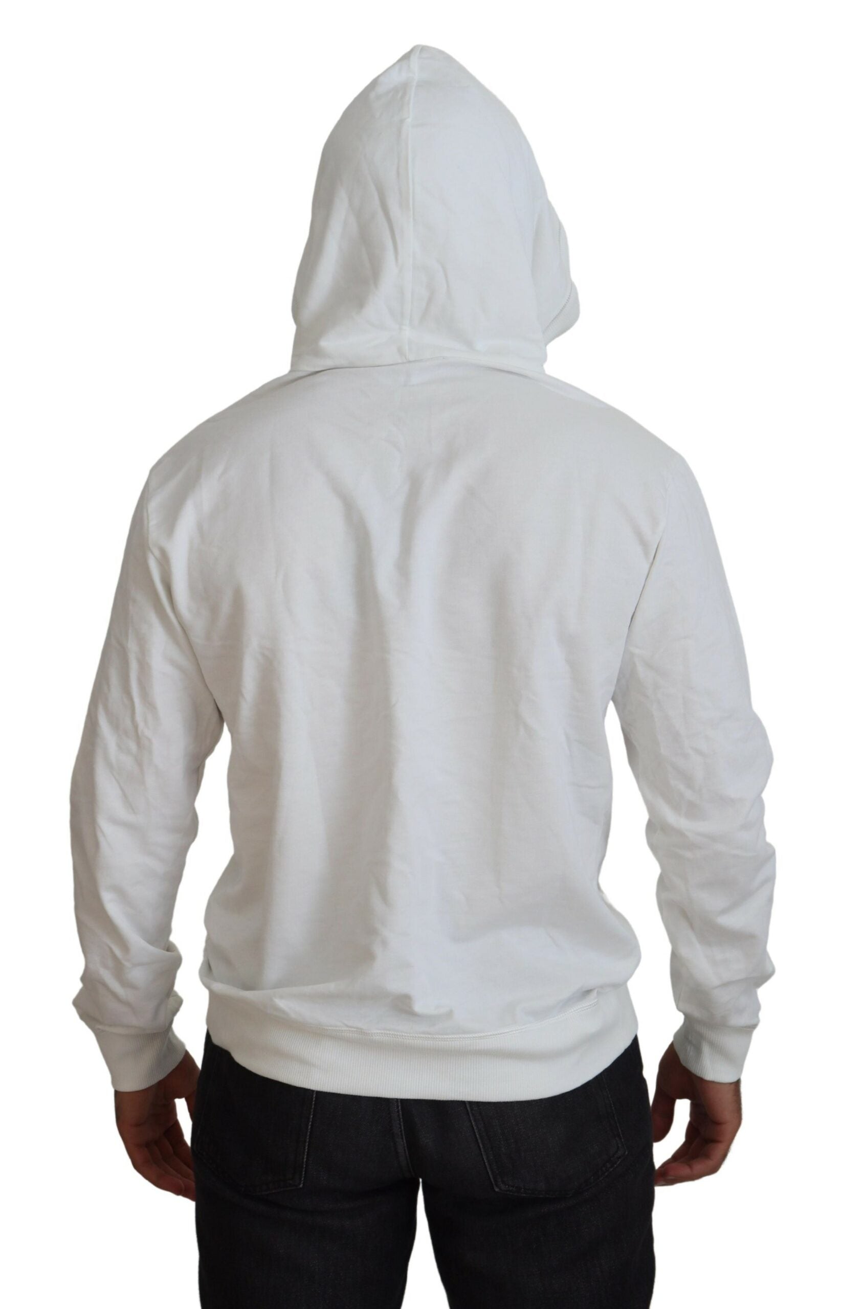 Dolce & Gabbana Weißes Baumwoll-Sweatshirt mit Kapuze Logo-Pullover