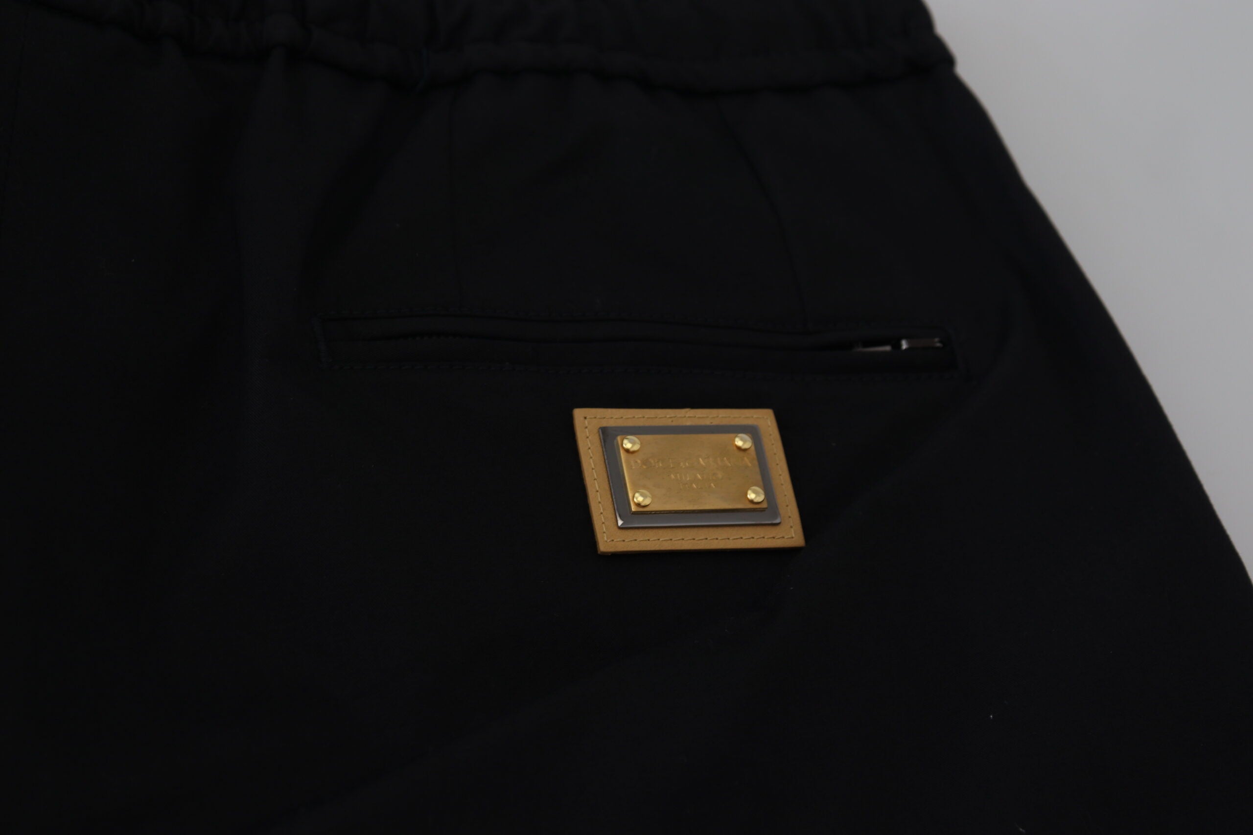 Dolce & Gabbana Schwarz Baumwolle Elastische Taille DG Logo Cropped Pants