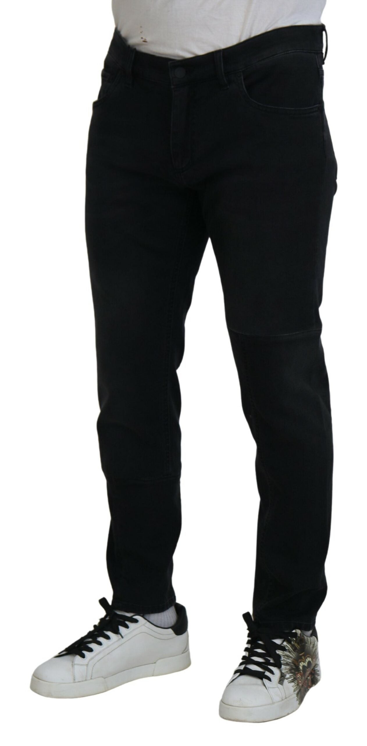 Dolce & Gabbana Schwarze Skinny-Jeans mit Engel-Stickerei