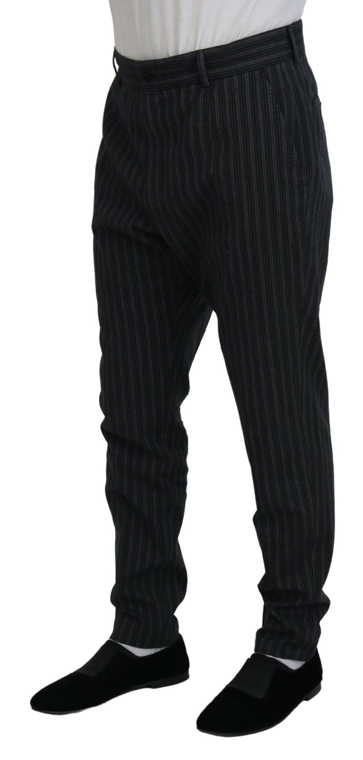 Dolce & Gabbana Dunkelgraue gestreifte Chino-Kleid-Hose