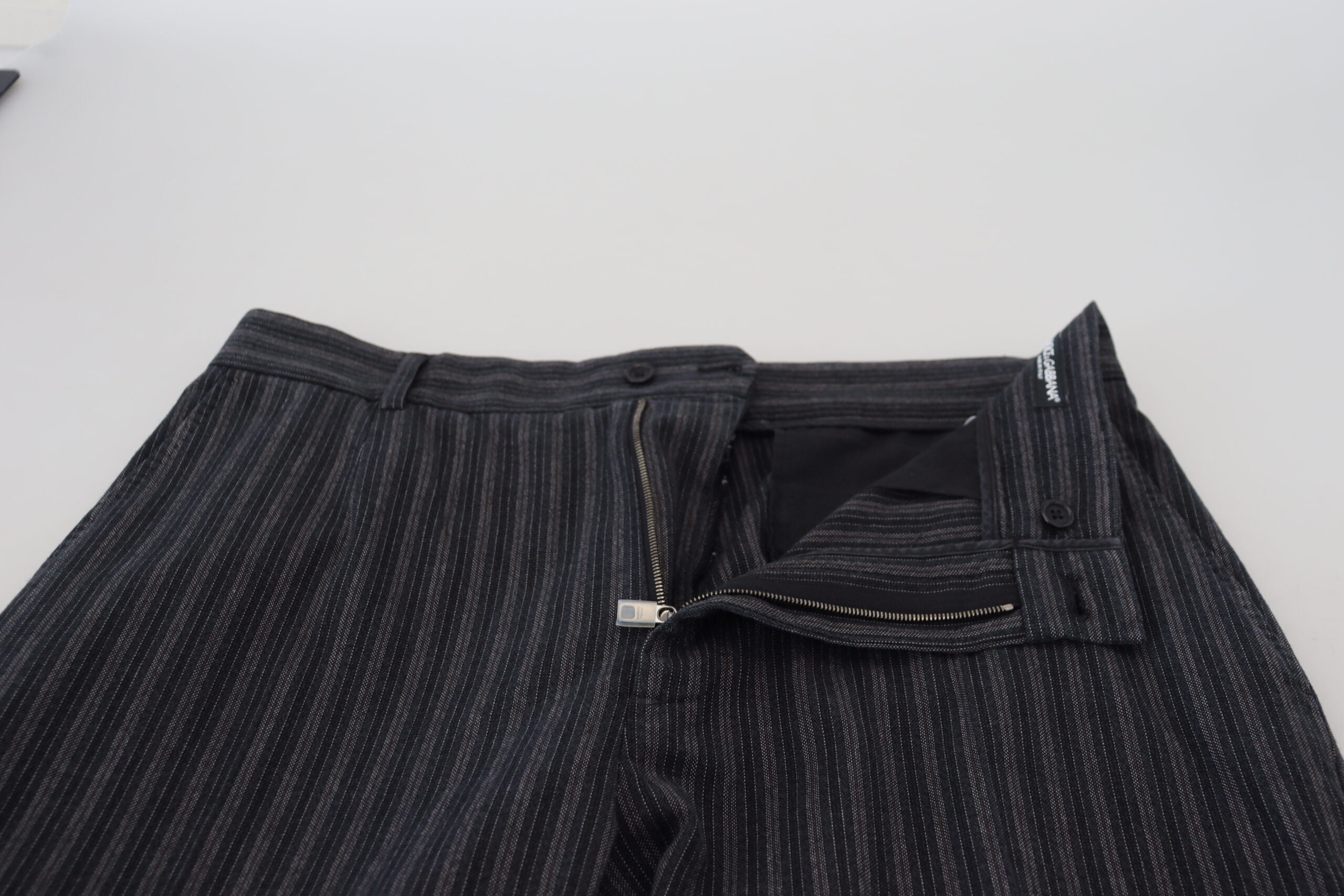 Dolce & Gabbana Dunkelgraue gestreifte Chino-Kleid-Hose