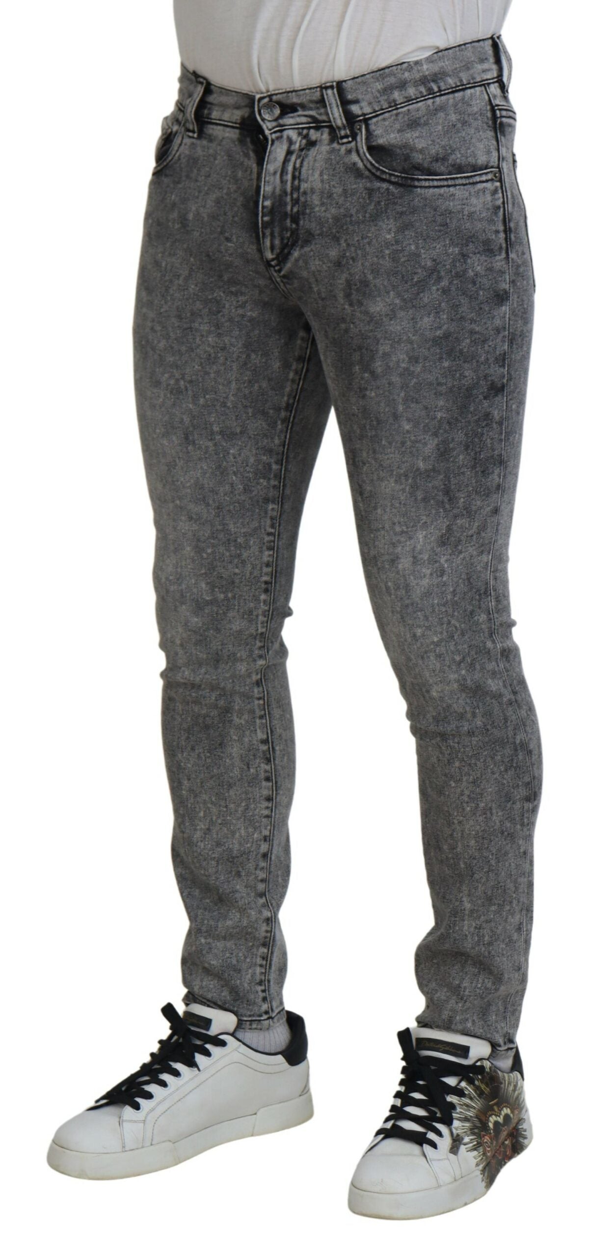 Dolce & Gabbana Grau gewaschene Baumwolle Slim Fit Herren Denim Jeans