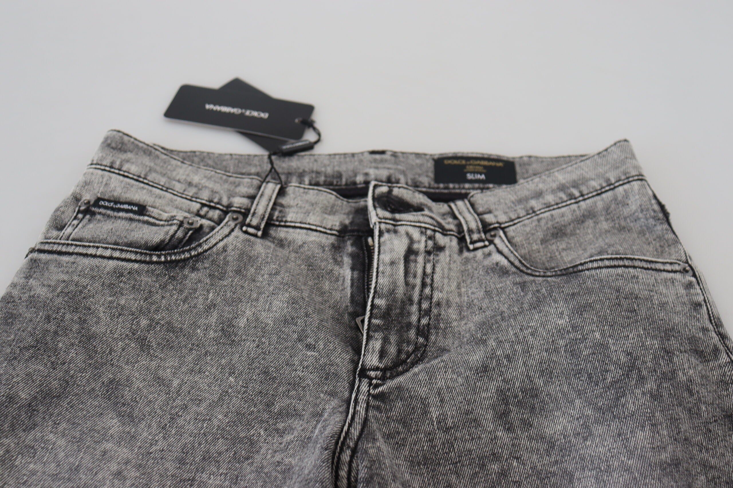 Dolce & Gabbana Grau gewaschene Baumwolle Slim Fit Herren Denim Jeans