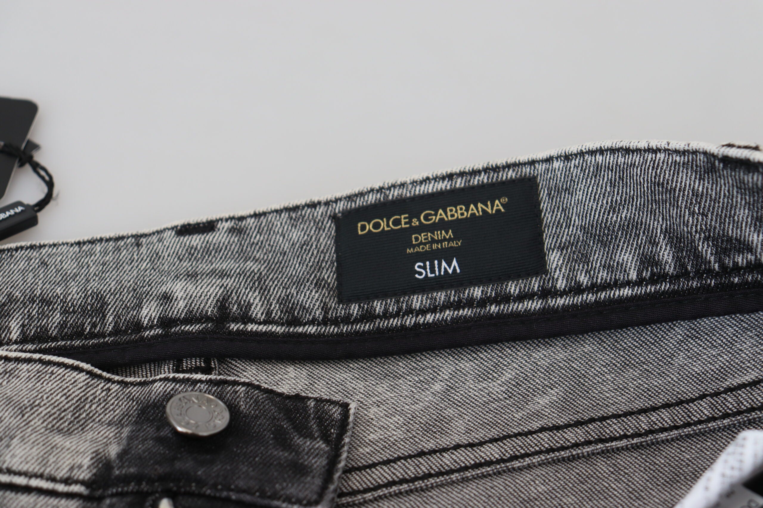 Dolce & Gabbana Grau gewaschene Baumwolle Slim Fit Herren Denim Jeans