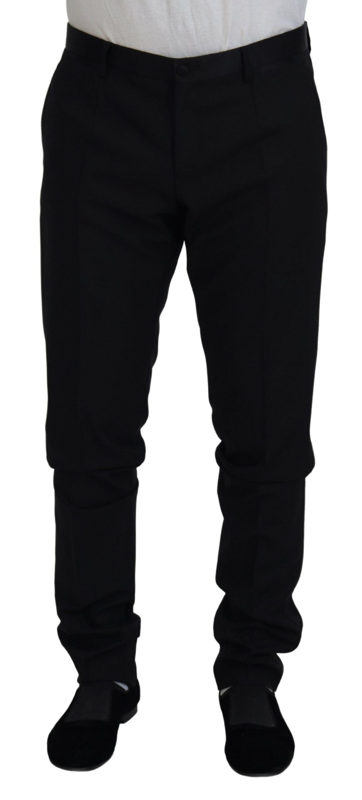 Dolce & Gabbana Schwarzes Woll-Chino-Kleid Formelle Hose