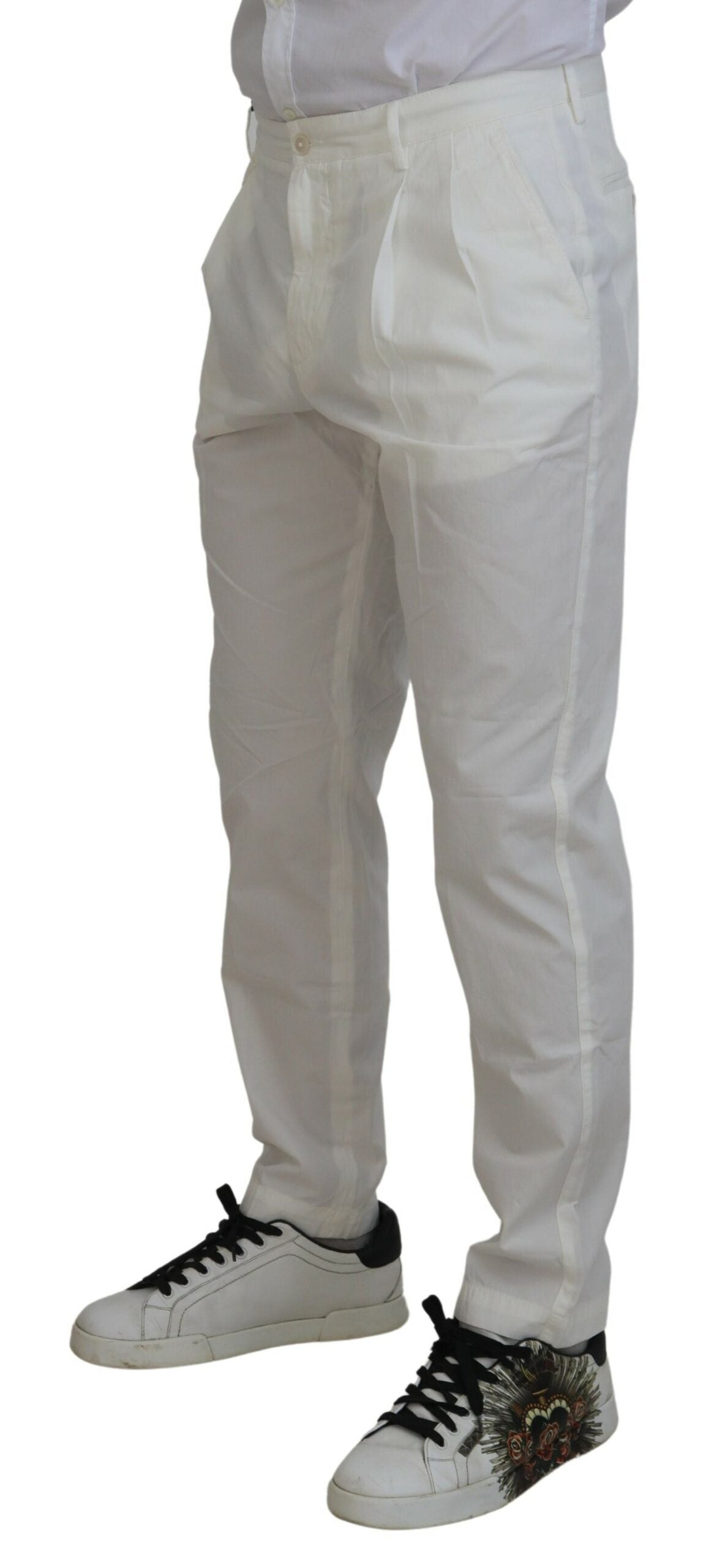 Dolce & Gabbana Weiße Skinny Chino-Hose aus Baumwolle
