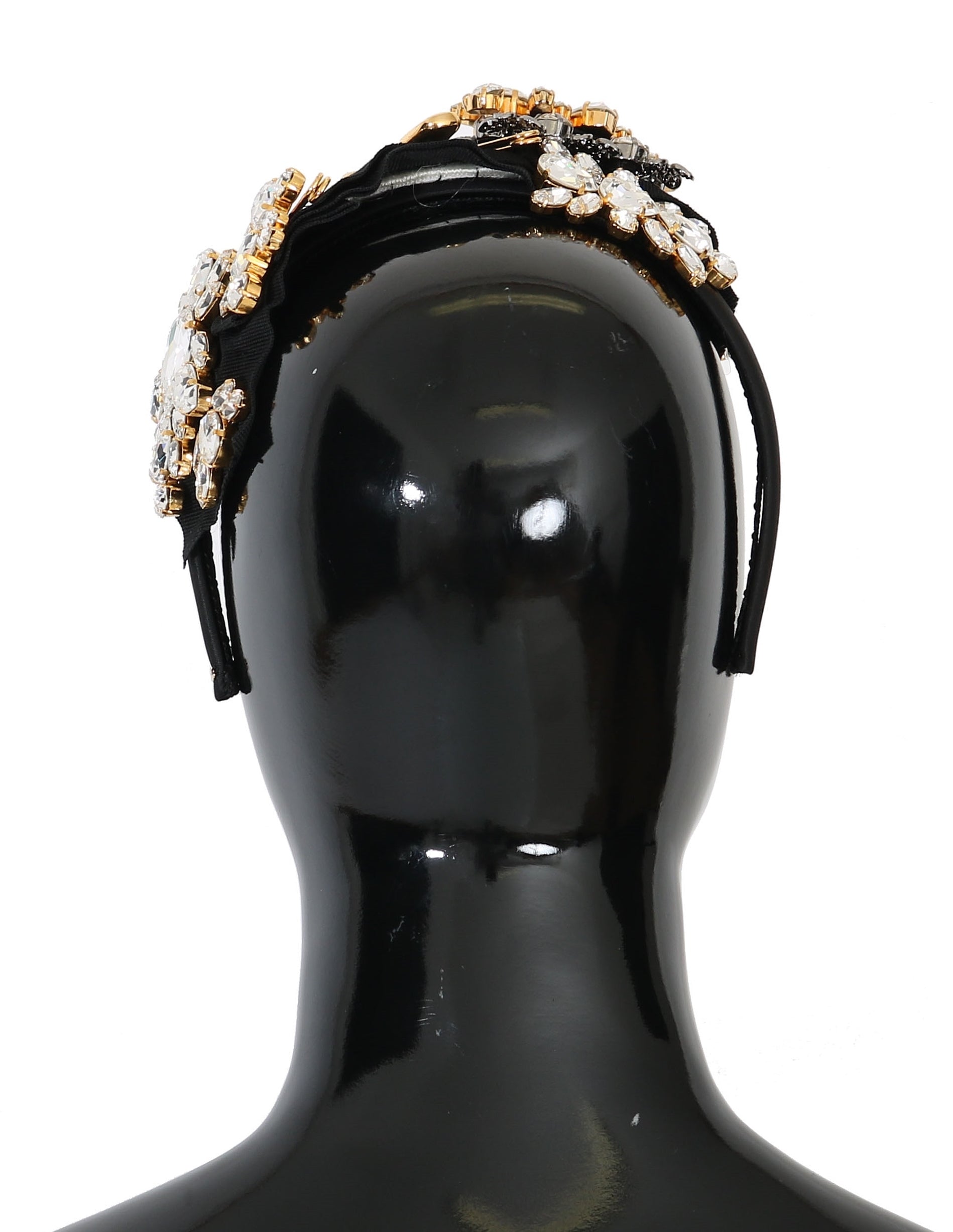 Dolce & Gabbana Schwarz Kristall Weiß Haar Parrucchiera Stirnband Diadem