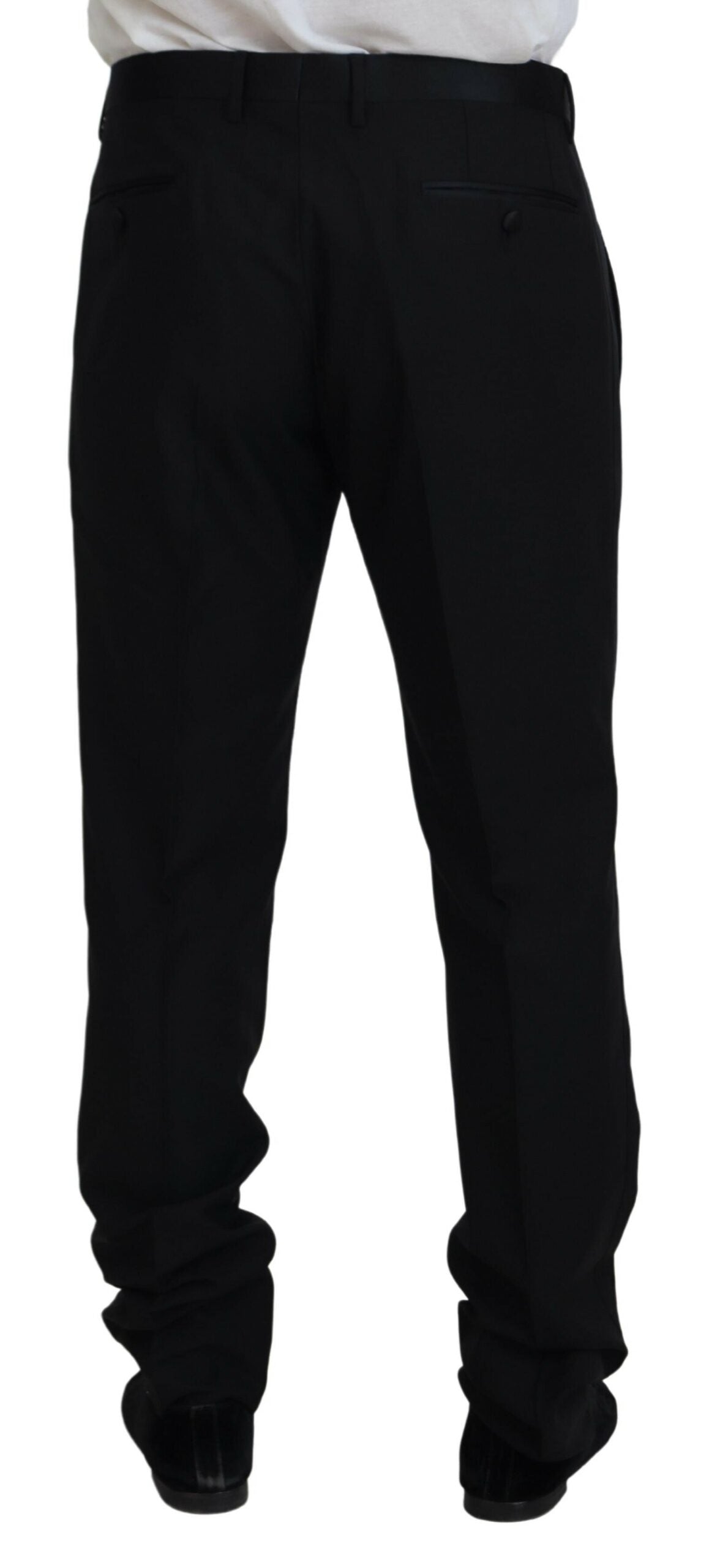 Dolce & Gabbana Schwarzes Kleid Wolle Seide Hose Hose