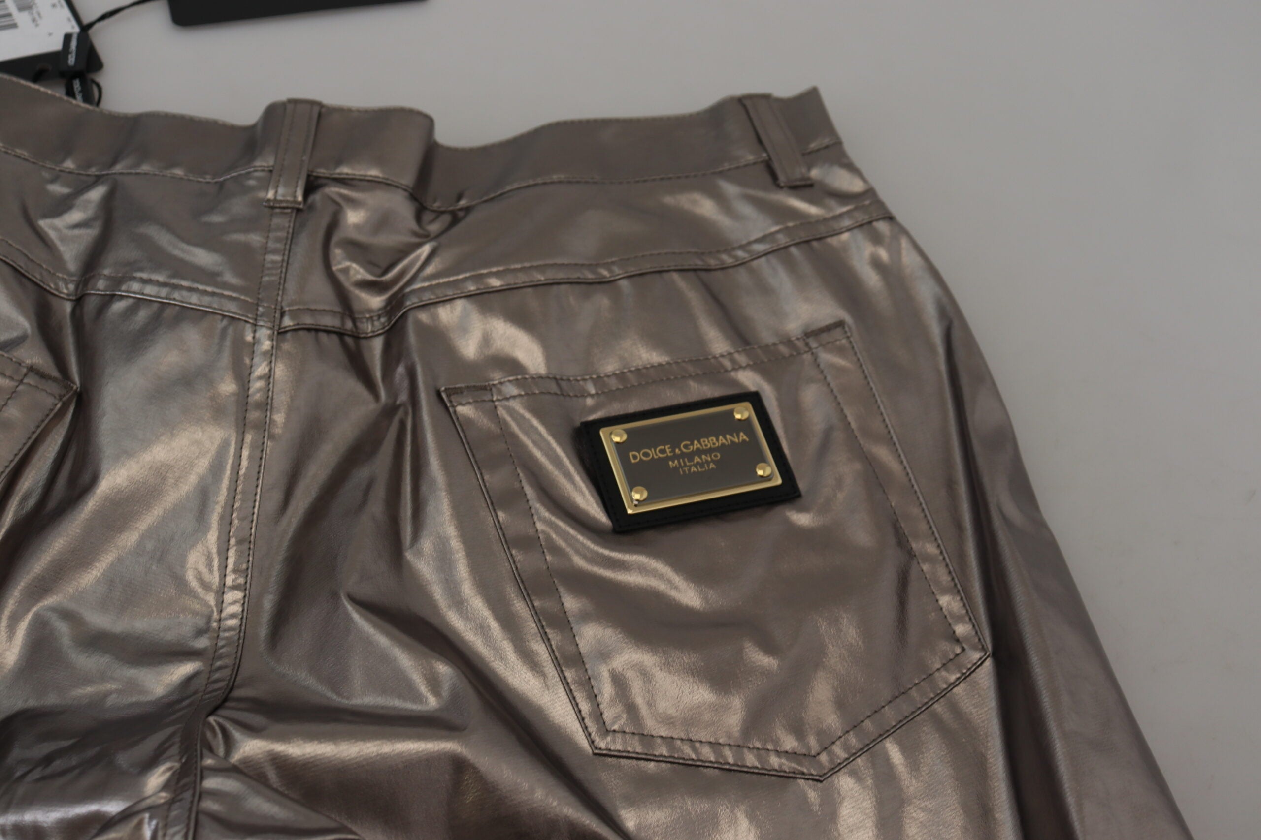 Dolce & Gabbana Silberne Metallic-Nylon-Stretch-Hose