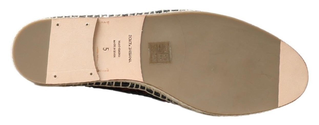 Dolce & Gabbana Schwarz Bordeaux Büffelleder Espadrille Schuhe