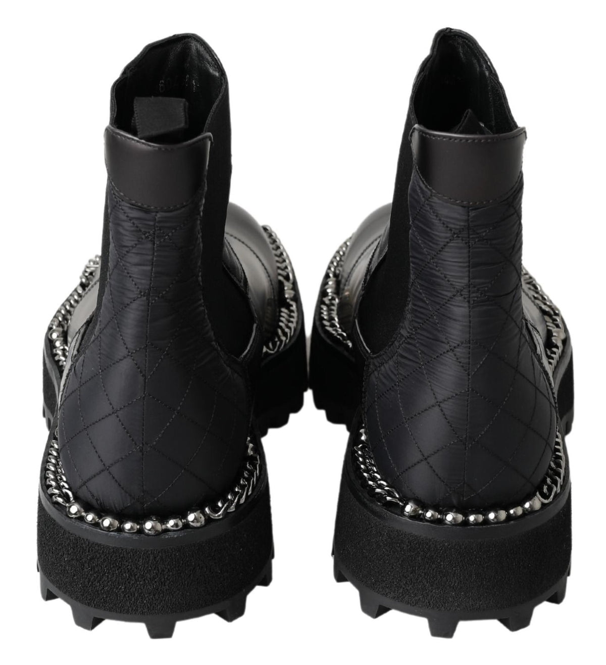 Dolce & Gabbana Schwarze Leder-Slipper mit Stretch-Stiefeln