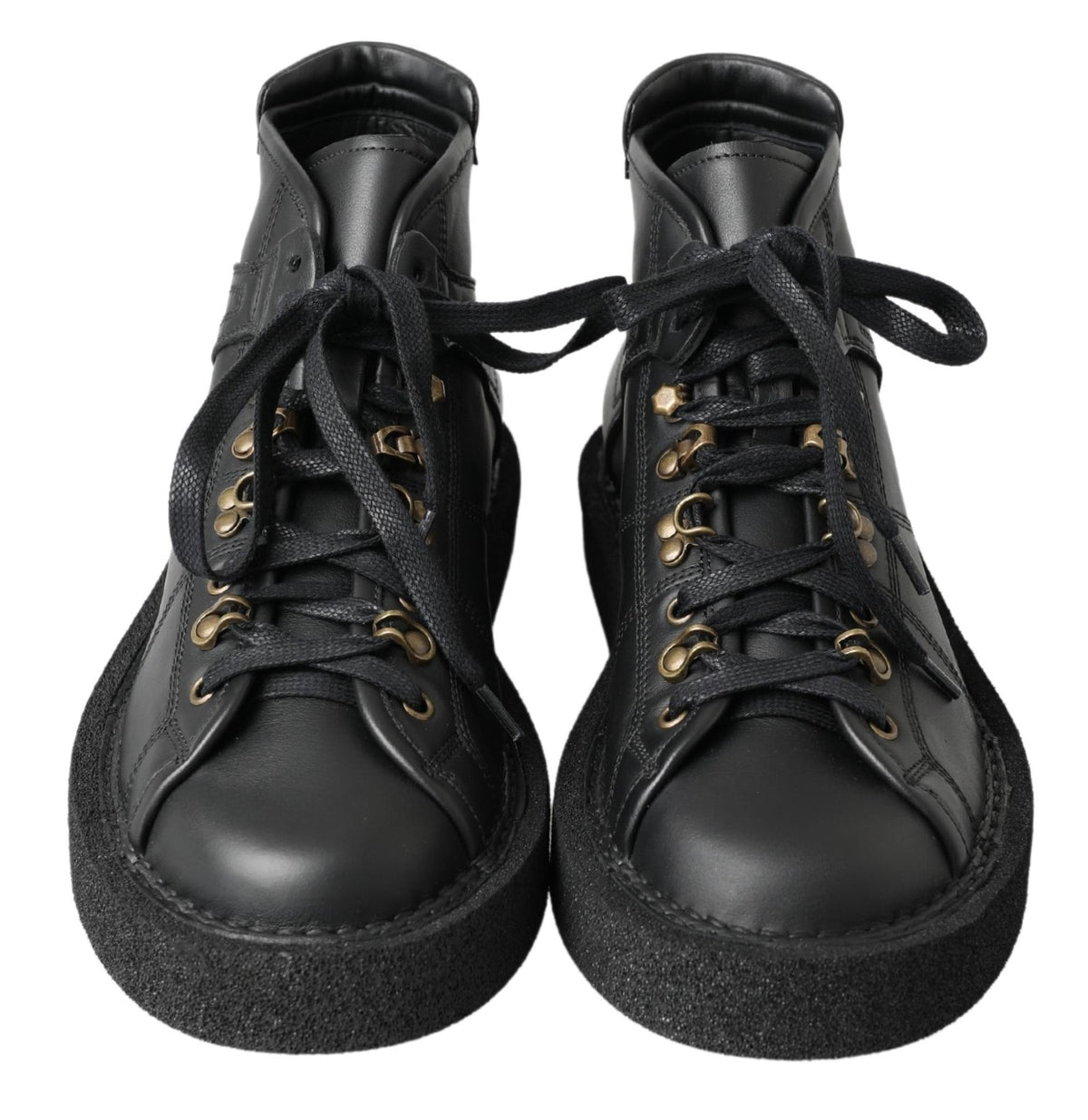 Dolce & Gabbana Schwarze Leder-Slipper mit Stretch-Stiefeln