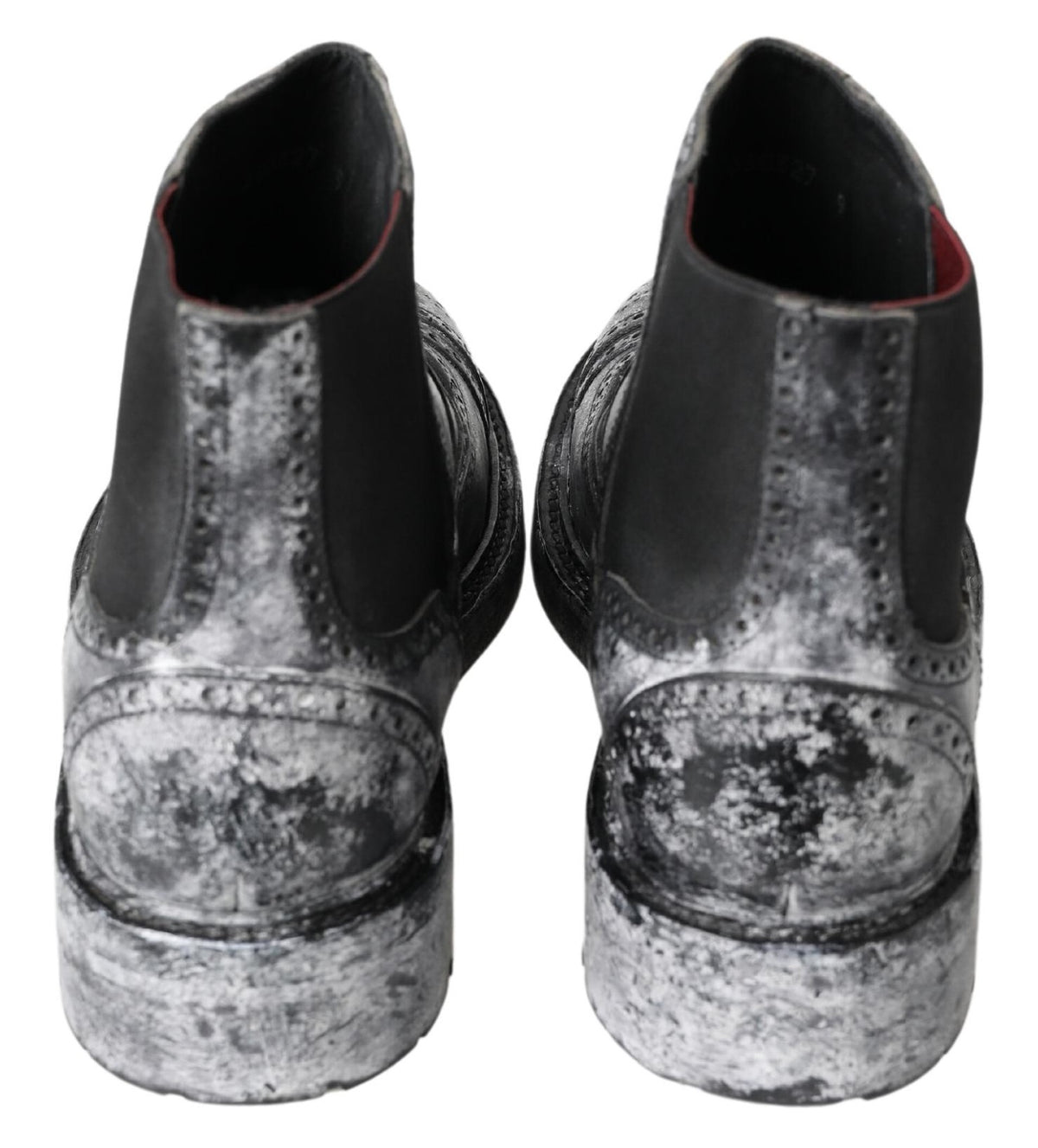 Dolce & Gabbana Schwarzgraue Lederstiefeletten