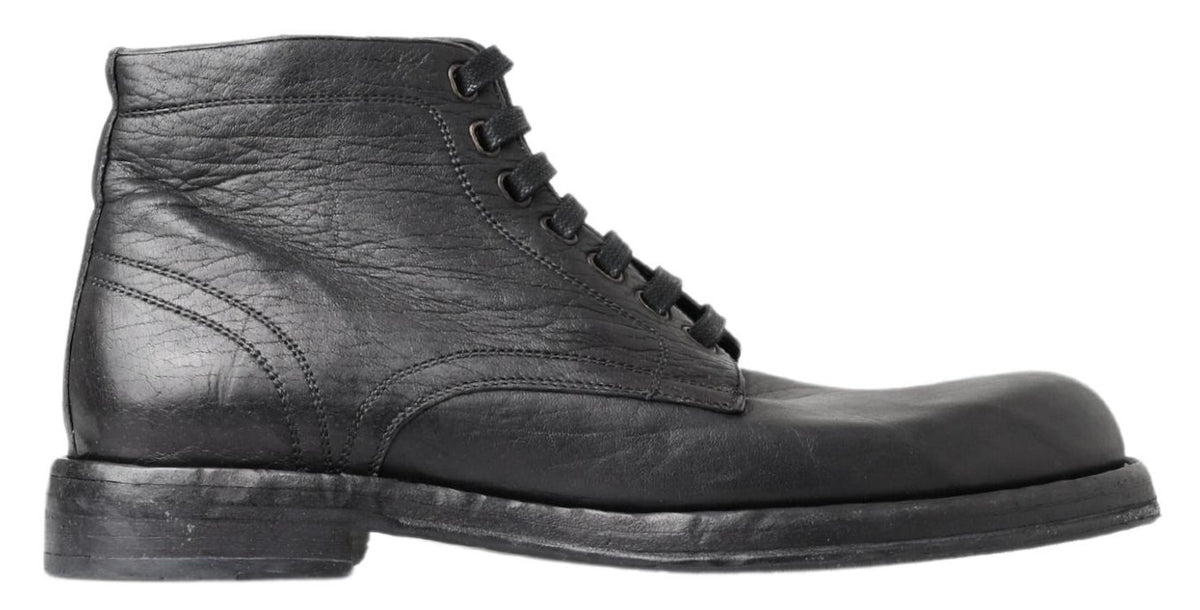 Dolce & Gabbana Schwarzes Pferd Leder Perugino Stiefel