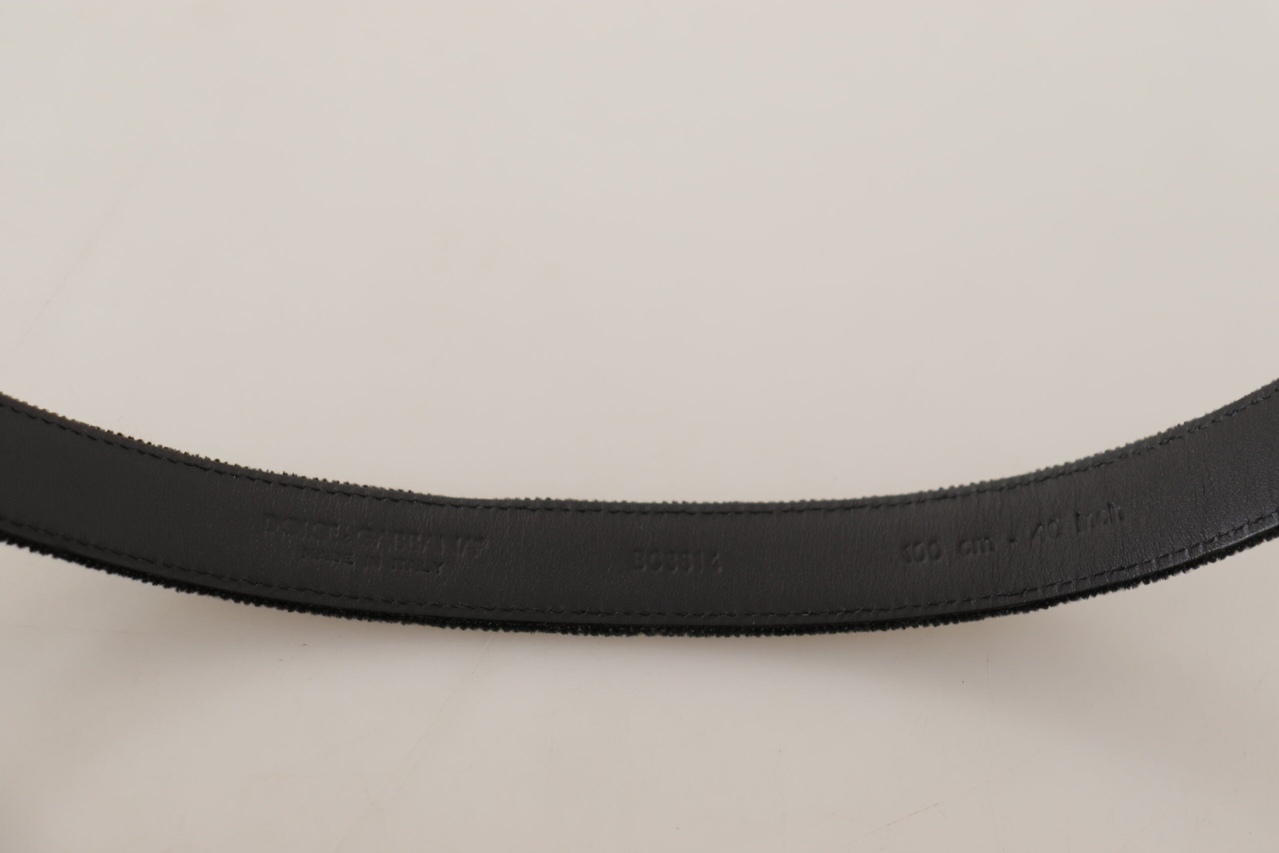 Dolce & Gabbana Schwarzer lässiger Samtgürtel mit silberner Metall-Logo-Schnalle