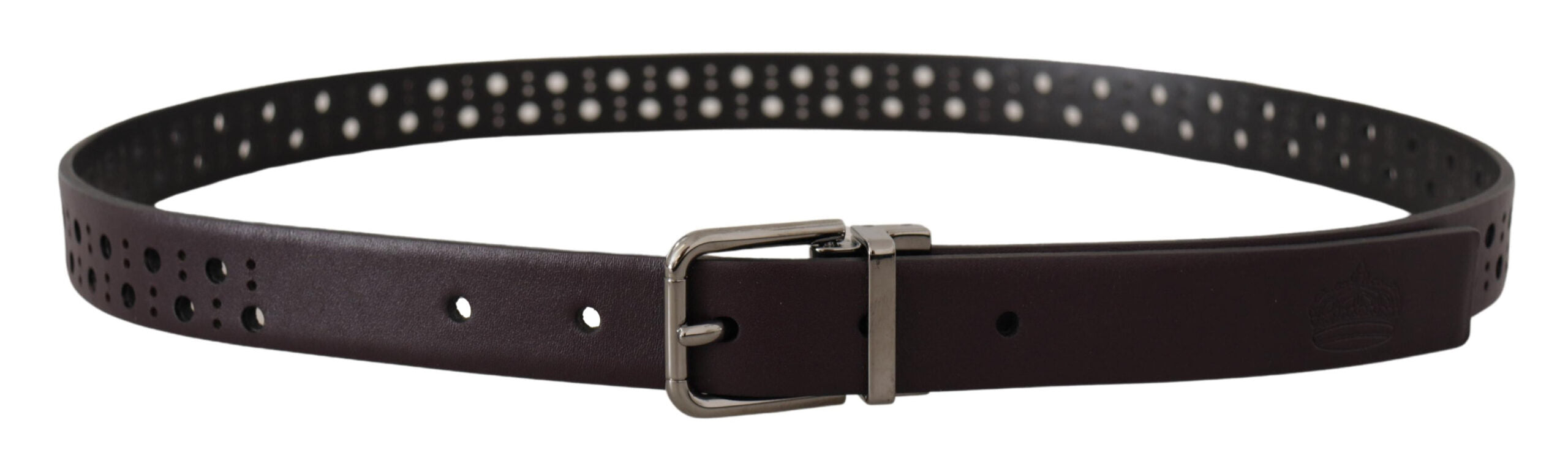 Dolce & Gabbana Dunkellila Perforiertes Leder Metallschnalle Gürtel