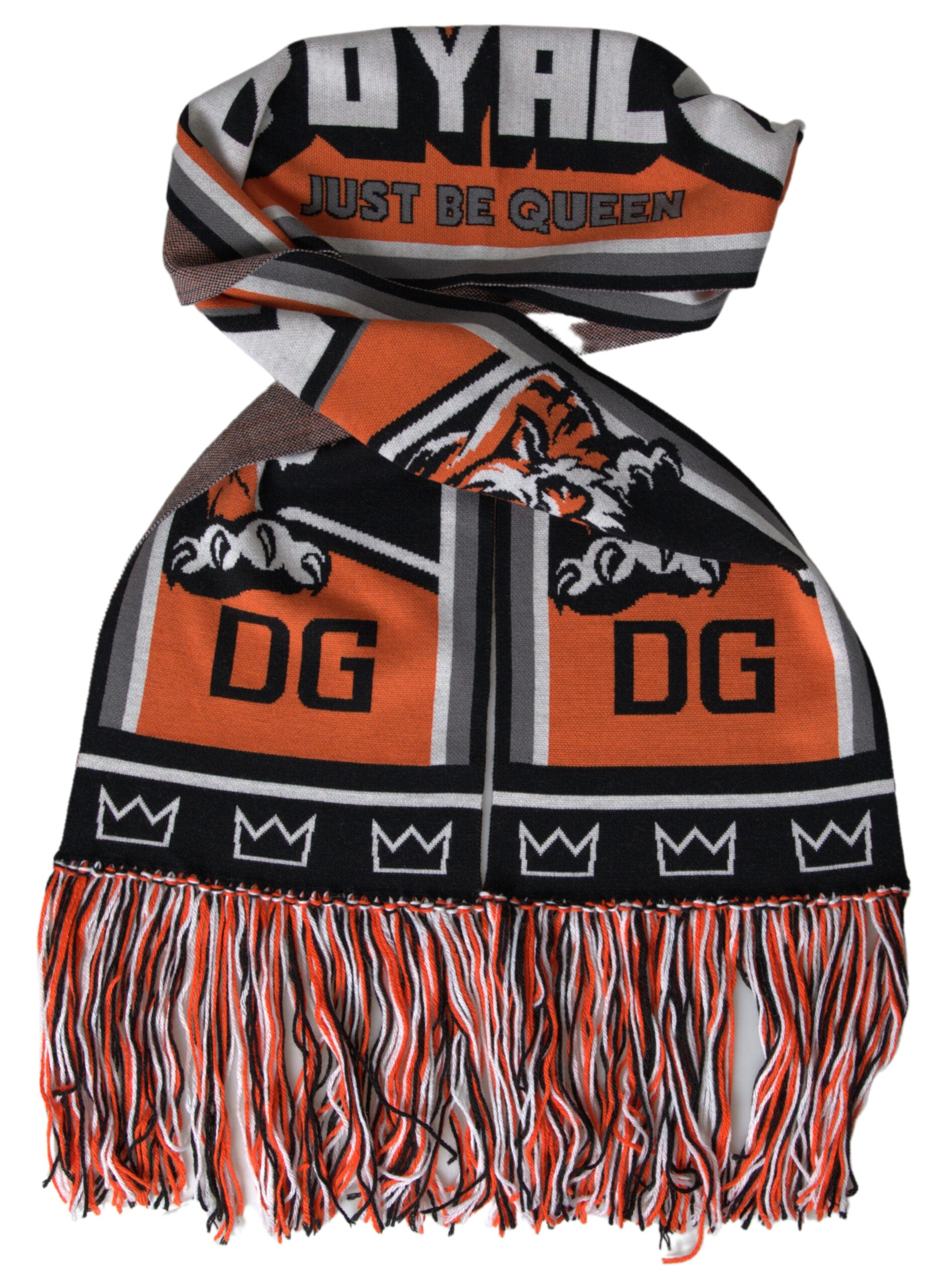 Dolce & Gabbana Multicolor Wolle DG Royals Wickel-Fransenschal