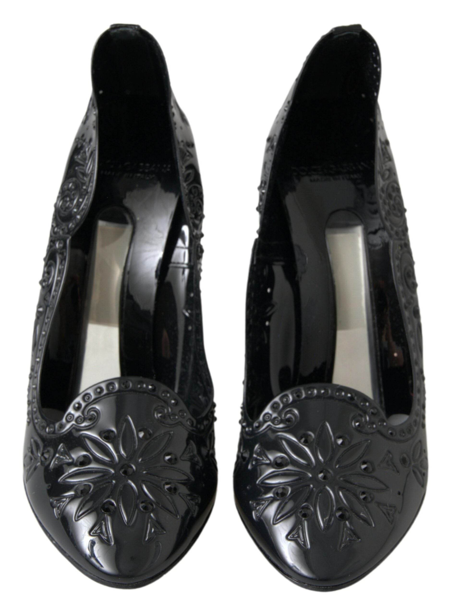 Dolce & Gabbana Schwarz CINDERELLA Floral Crystal Heels Schuhe