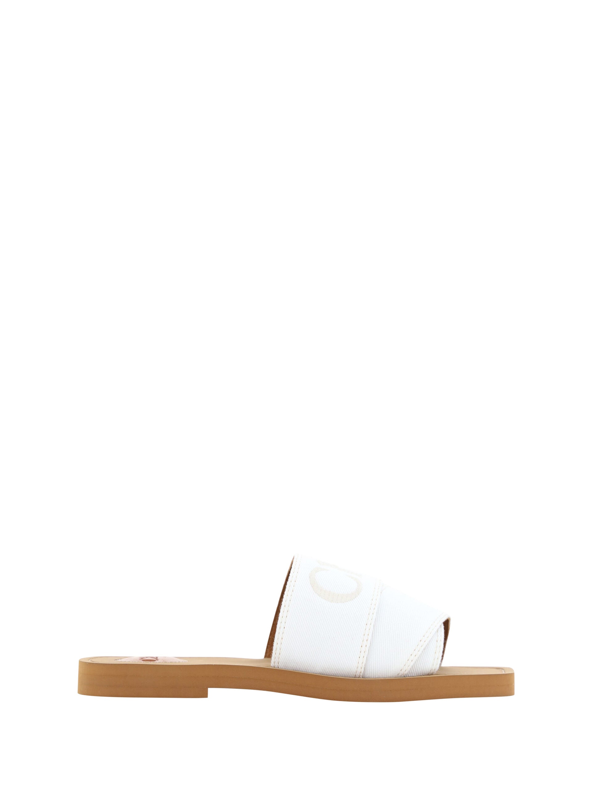Chloé Elegante weiße Gleitsandalen aus Baumwolle